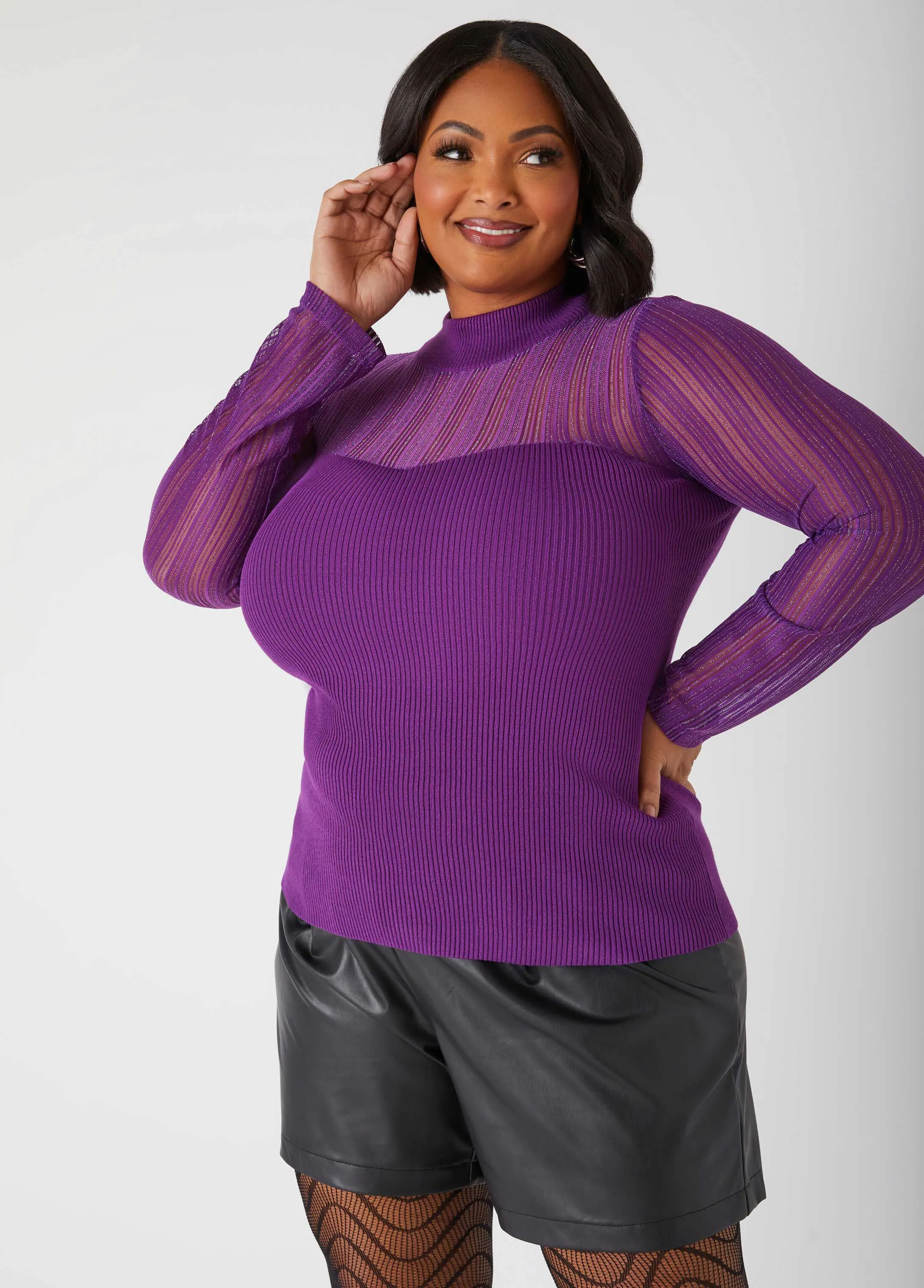 Lurex™ Paneled Sweater sold by Ashley Stewart product image thumbnail 5