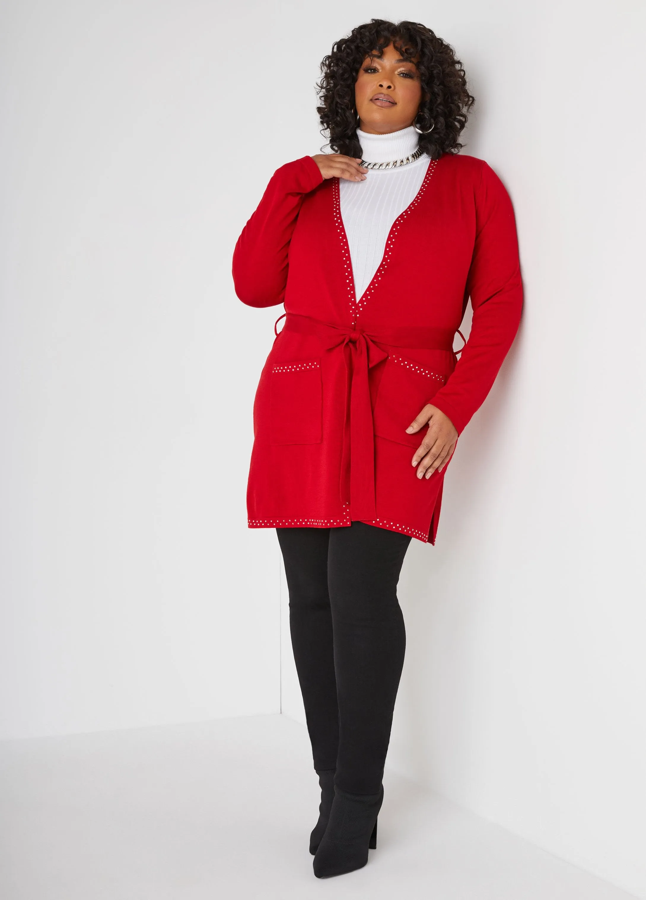 Crystal Belted Cardigan sold by Ashley Stewart product image thumbnail 5