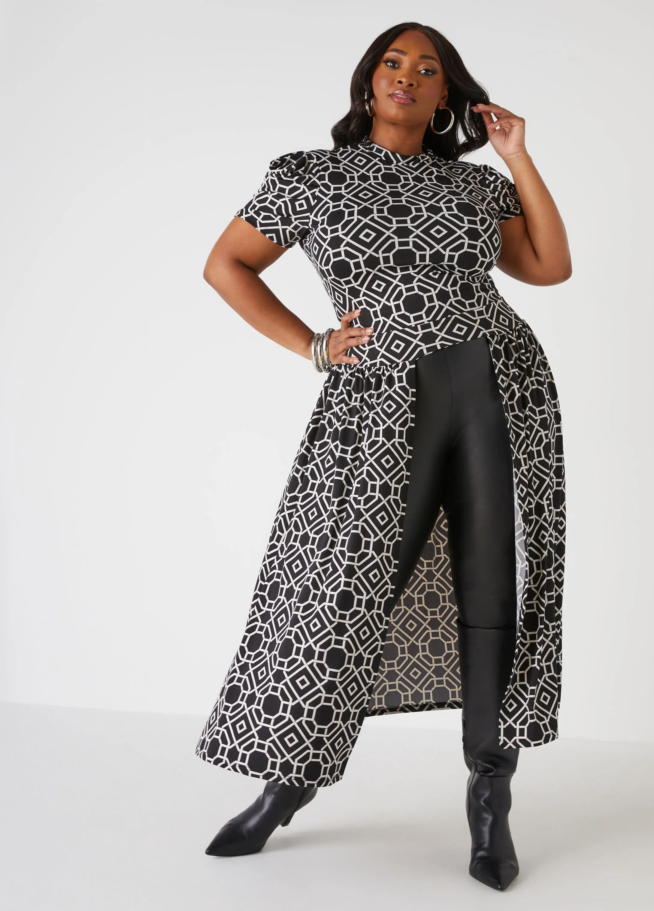Split Front Printed Duster sold by Ashley Stewart product image thumbnail 3