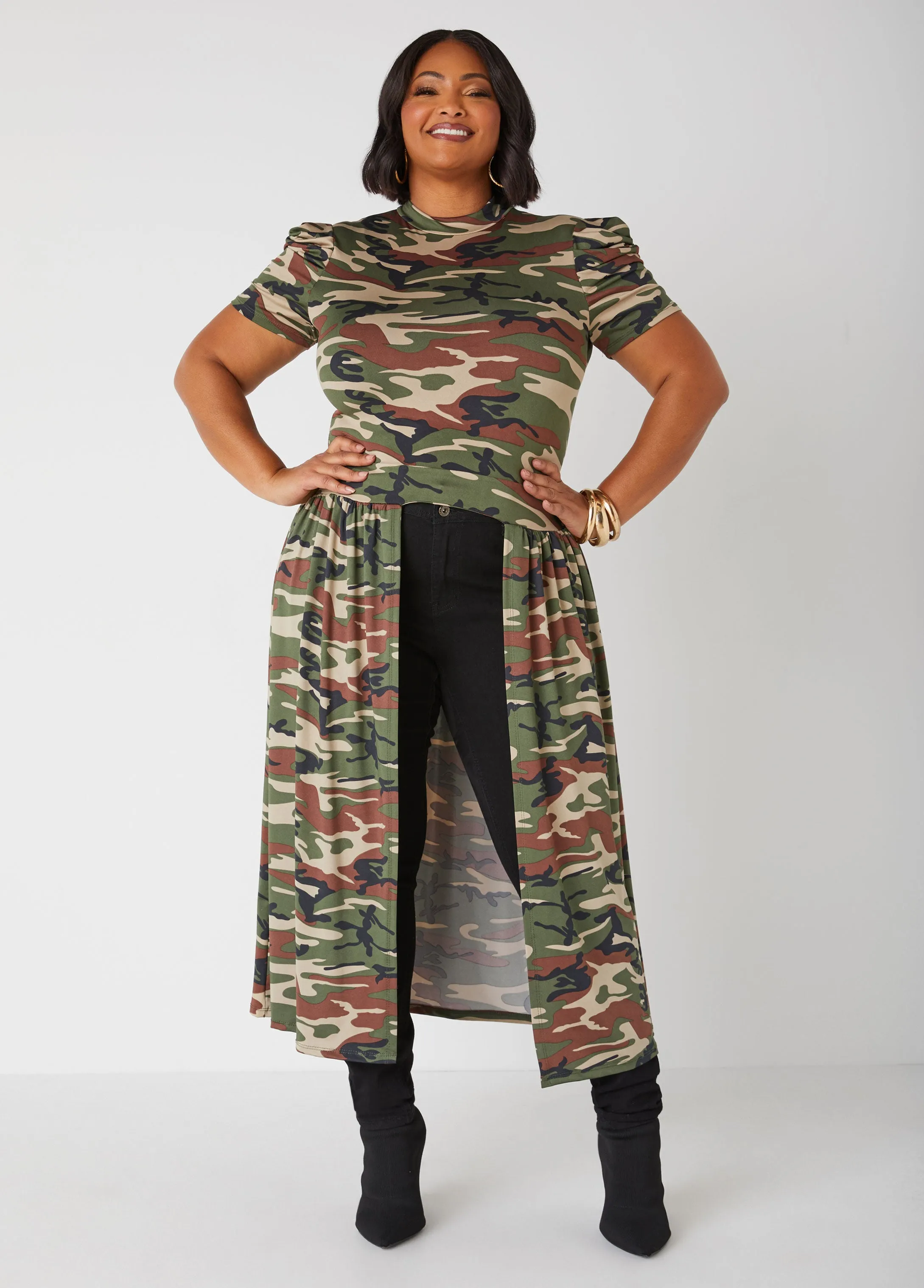 Split Front Printed Duster sold by Ashley Stewart product image thumbnail 4