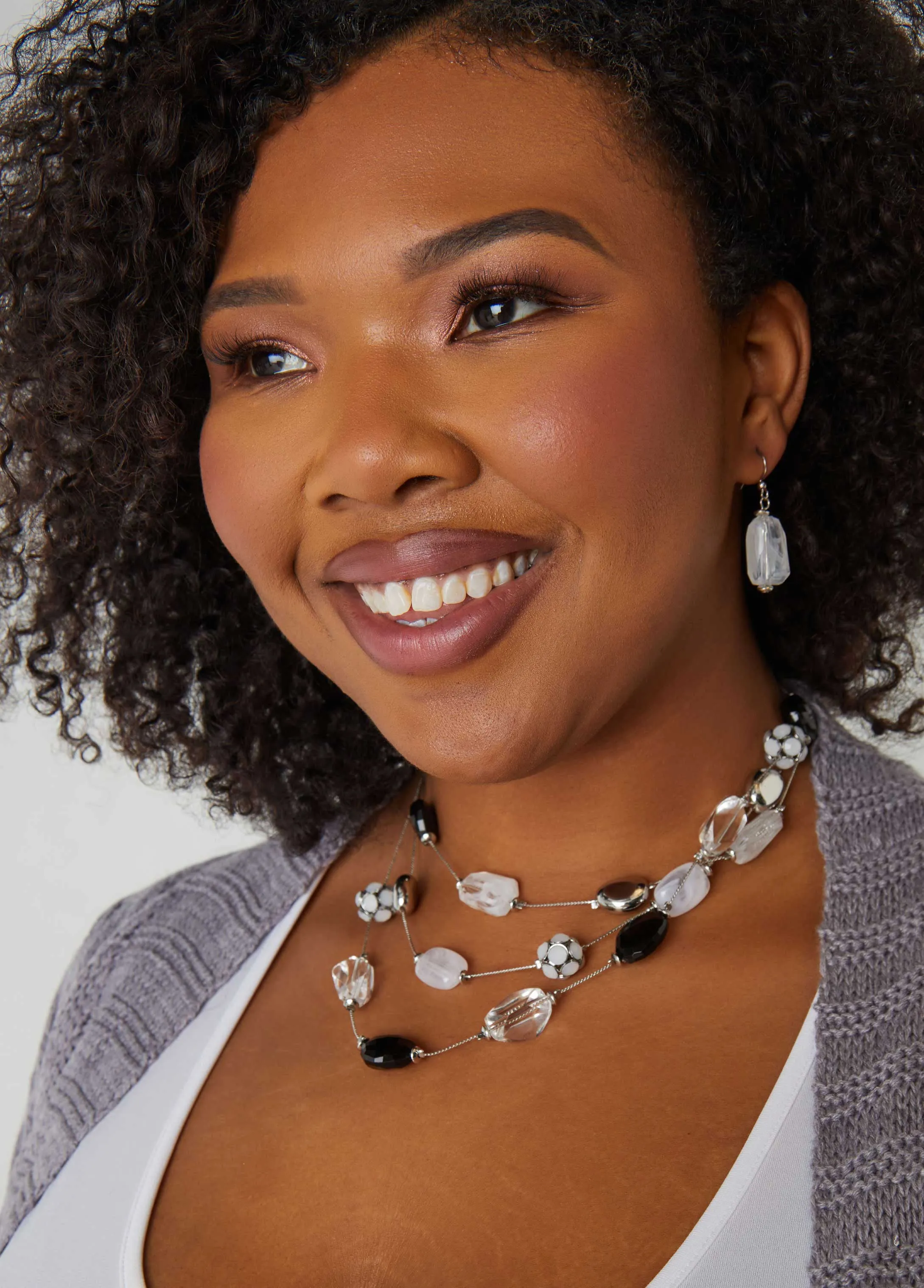 Layered Stone And Bead Necklace Set sold by Ashley Stewart