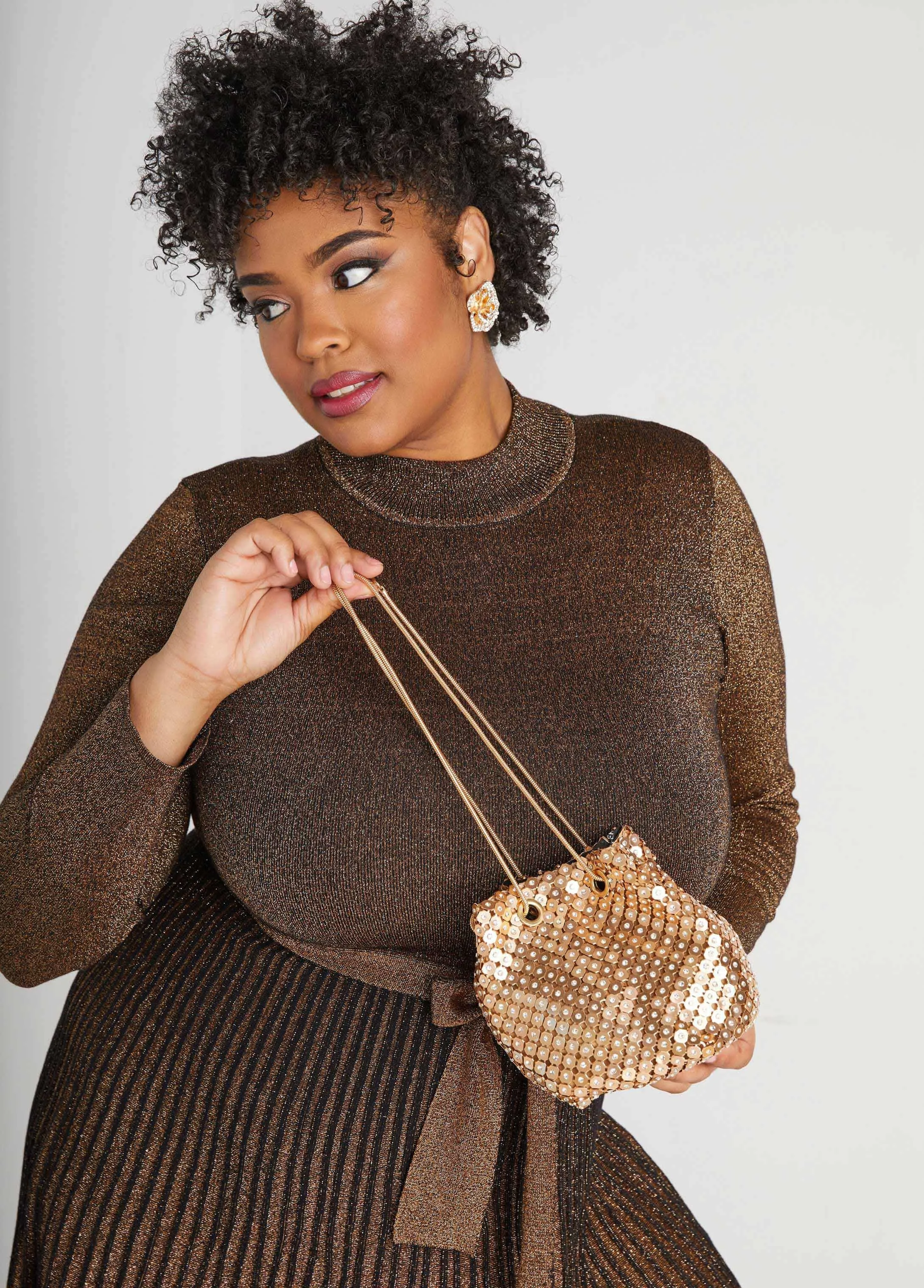 Chain Mail Bucket Bag sold by Ashley Stewart