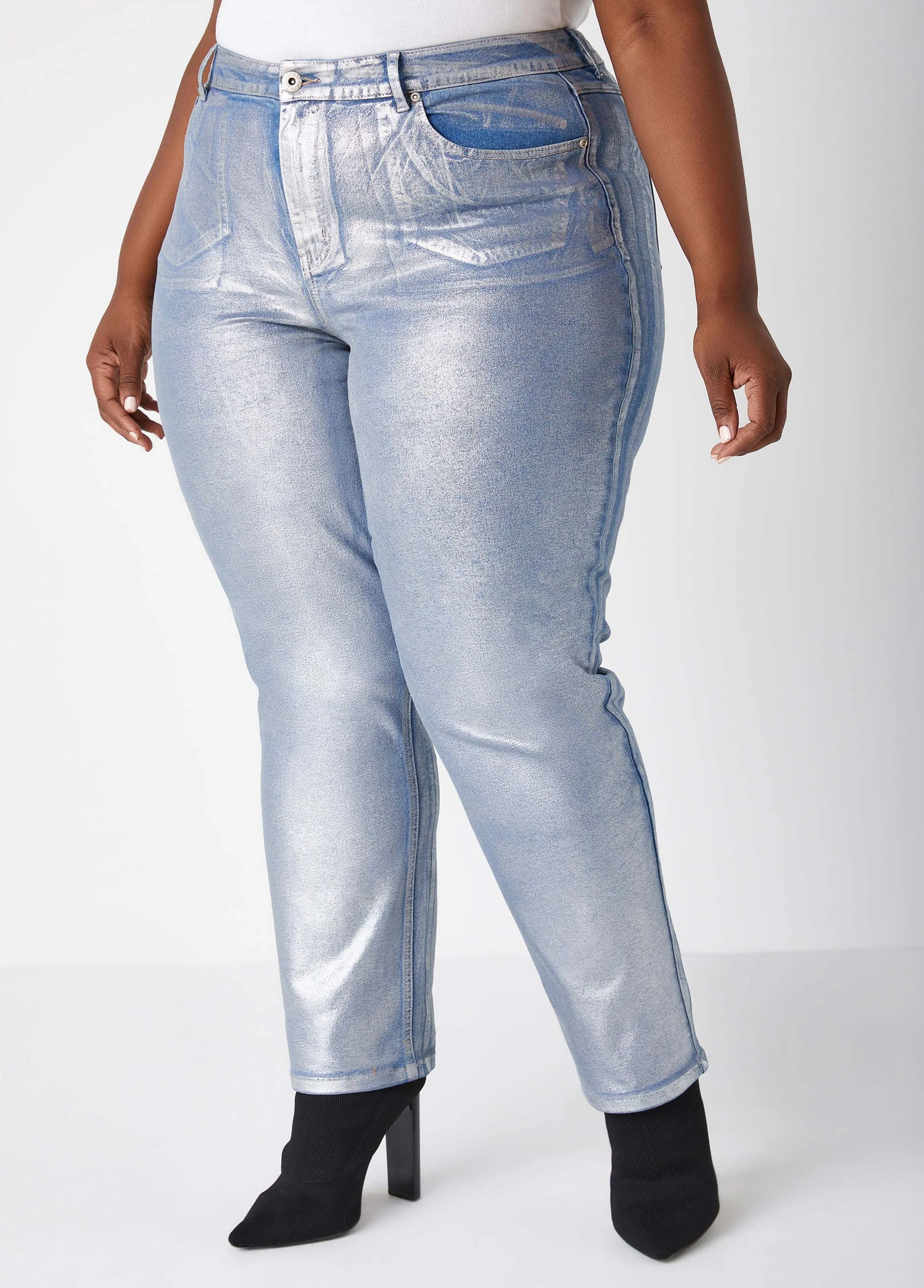 Metallic Slim Leg Jeans sold by Ashley Stewart product image thumbnail 3
