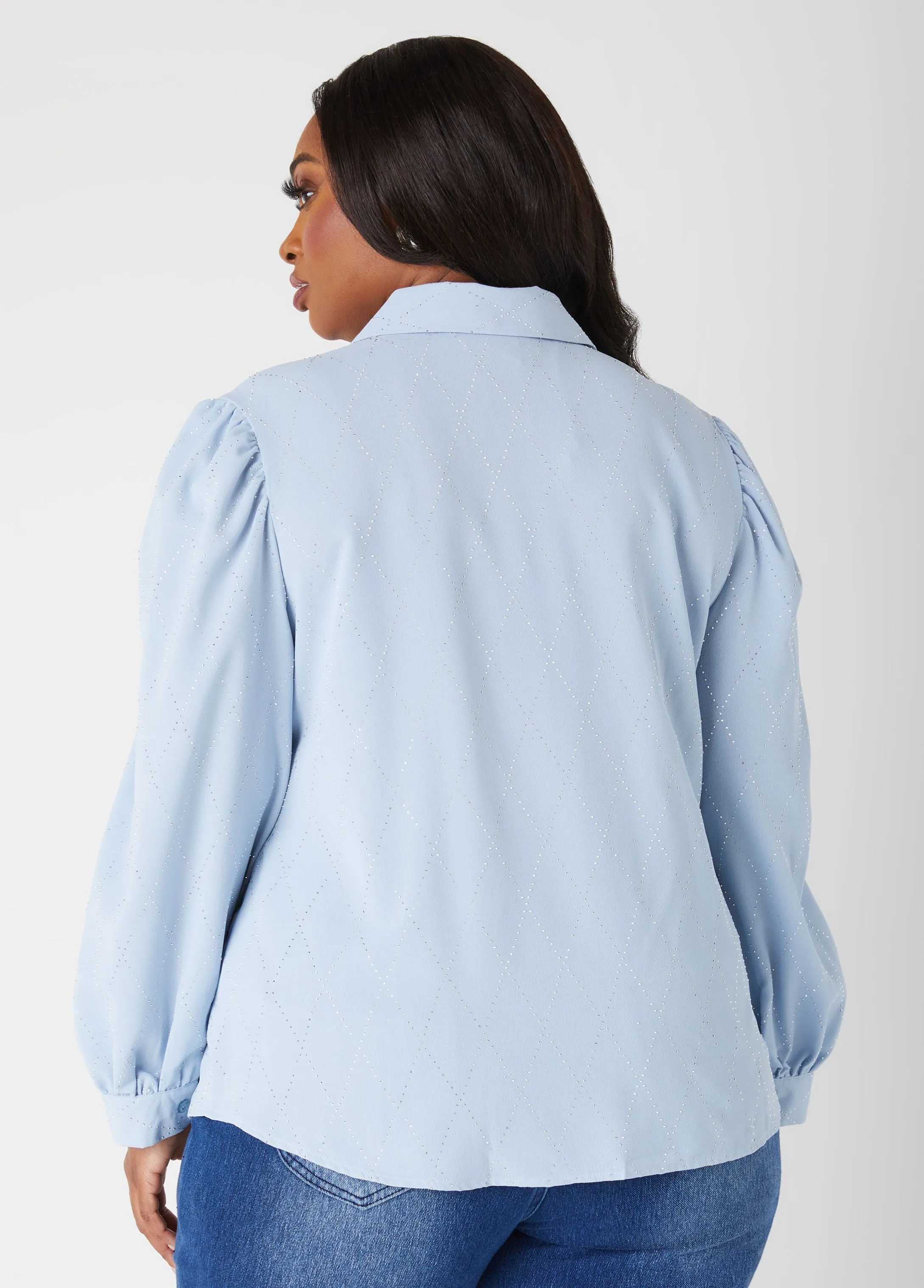 Crystal Embellished Crepe Shirt sold by Ashley Stewart product image thumbnail 2