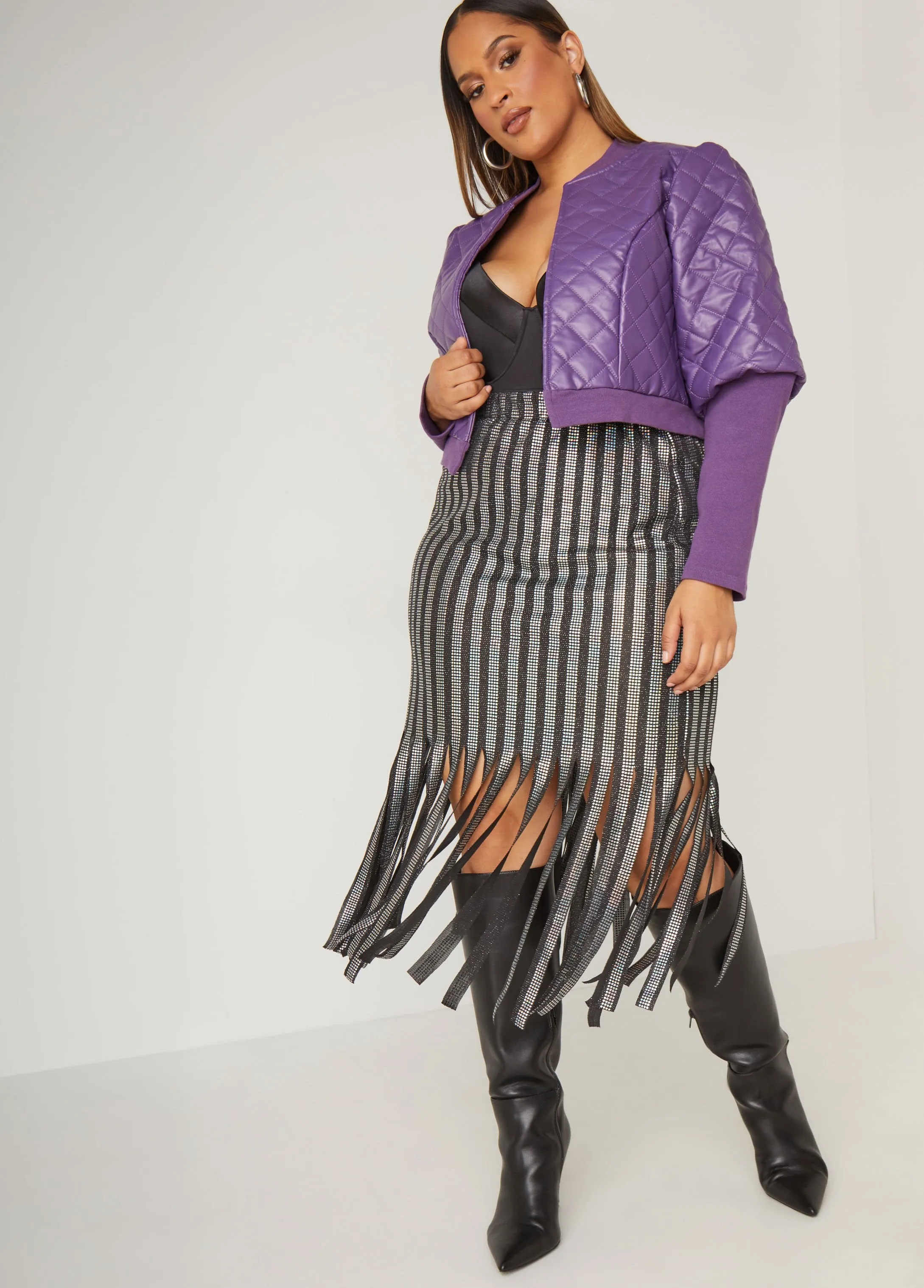 Embellished Fringed Midi Skirt sold by Ashley Stewart