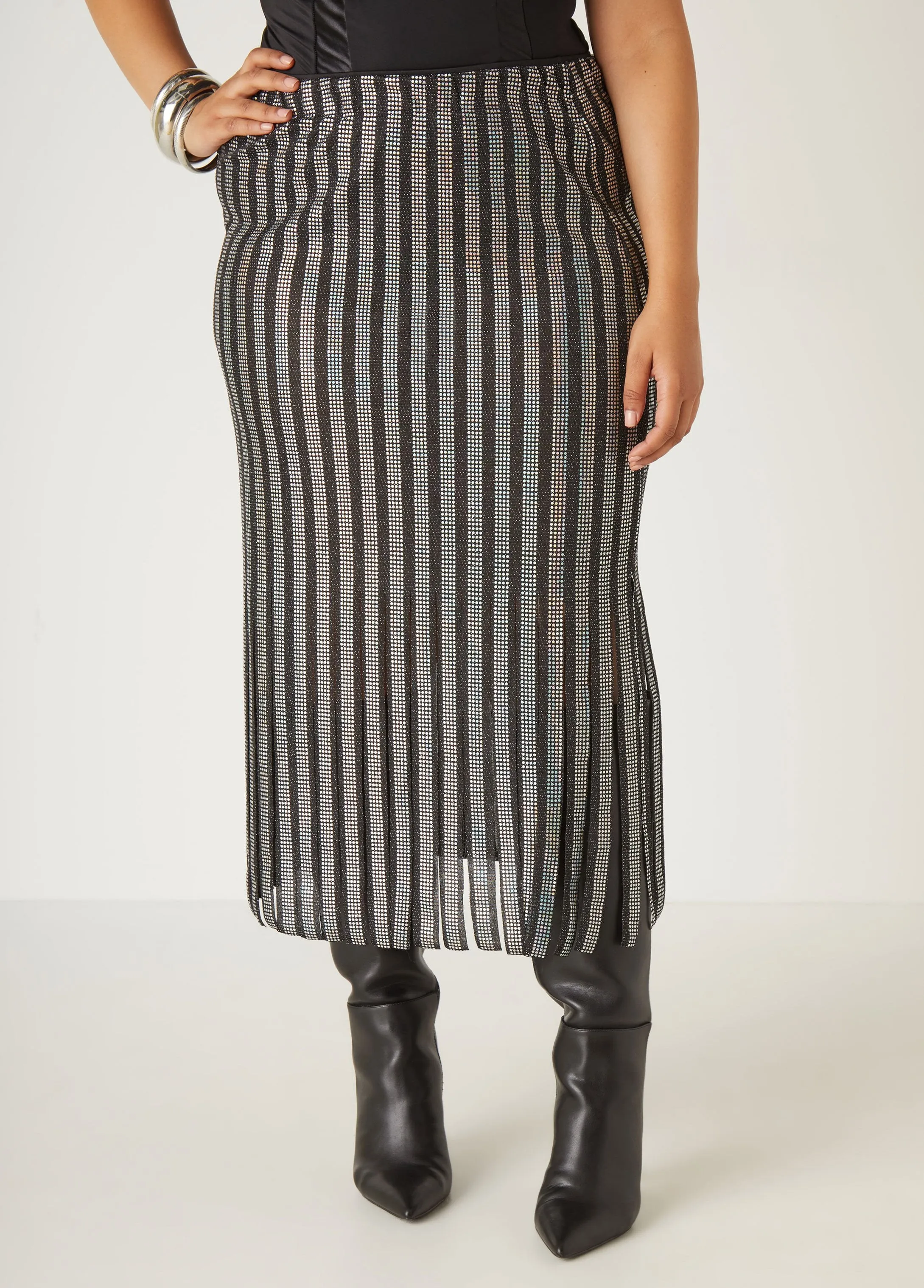 Embellished Fringed Midi Skirt sold by Ashley Stewart product image thumbnail 2