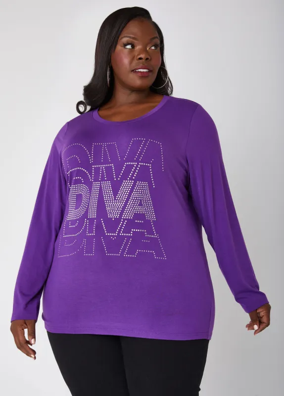 Diva Crystal Tee sold by Ashley Stewart