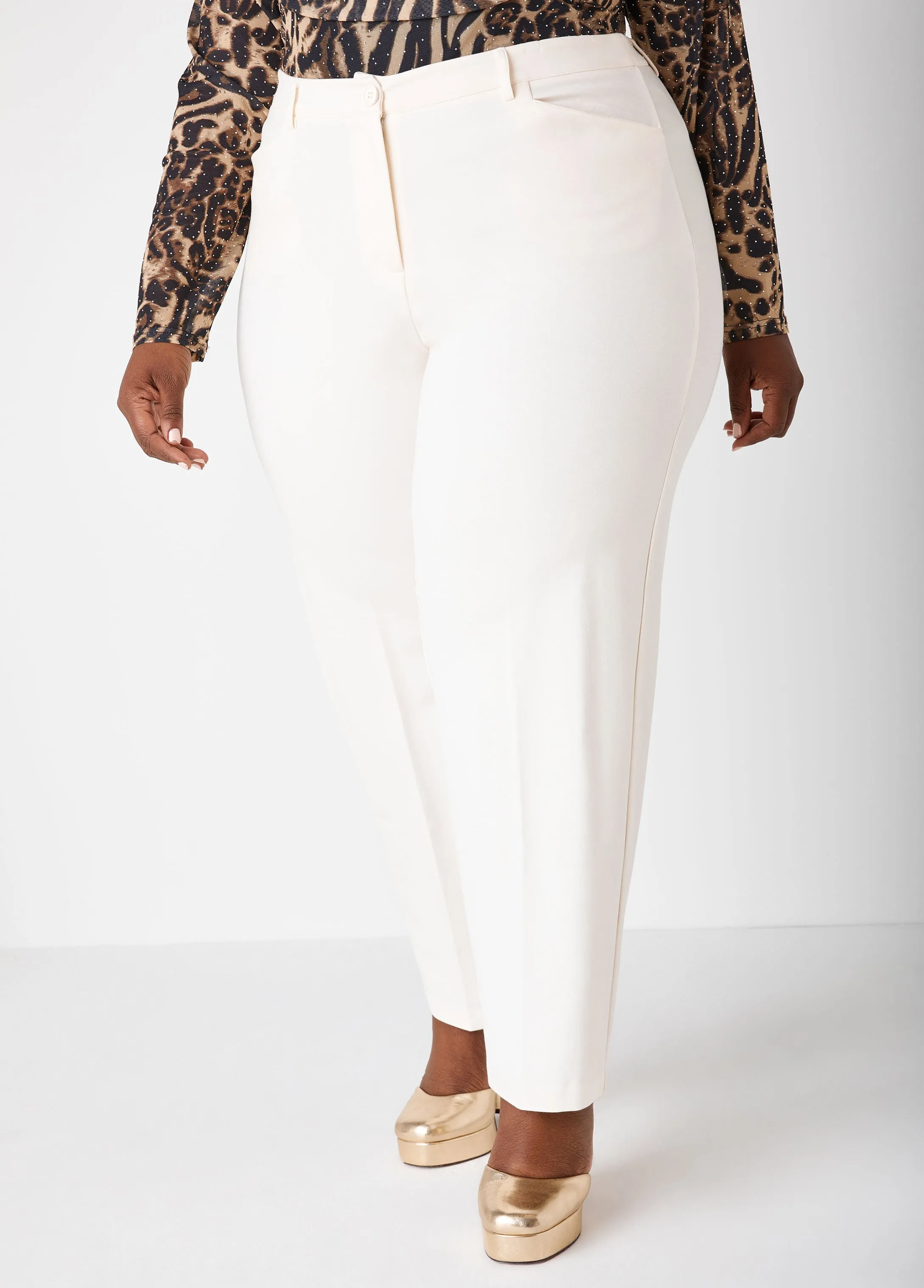 Ponte Straight Leg Trousers sold by Ashley Stewart product image thumbnail 3