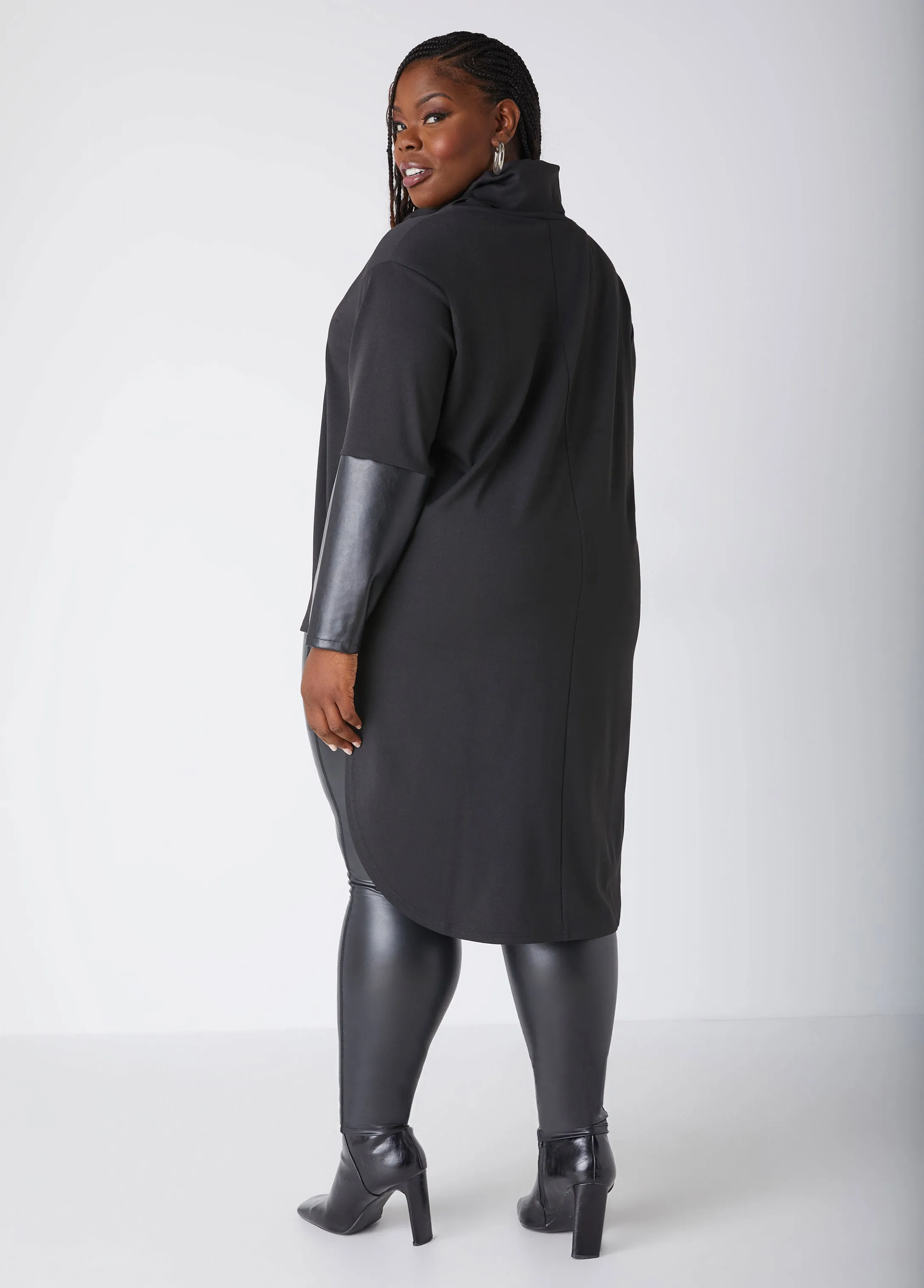 Faux Leather Paneled Hi Low Tunic sold by Ashley Stewart product image thumbnail 2