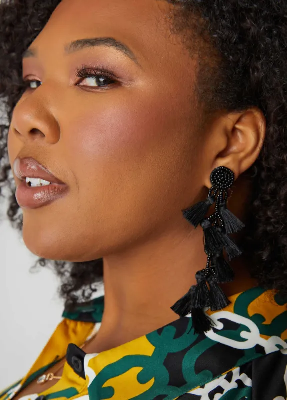 Bead And Tassel Dangle Earrings sold by Ashley Stewart