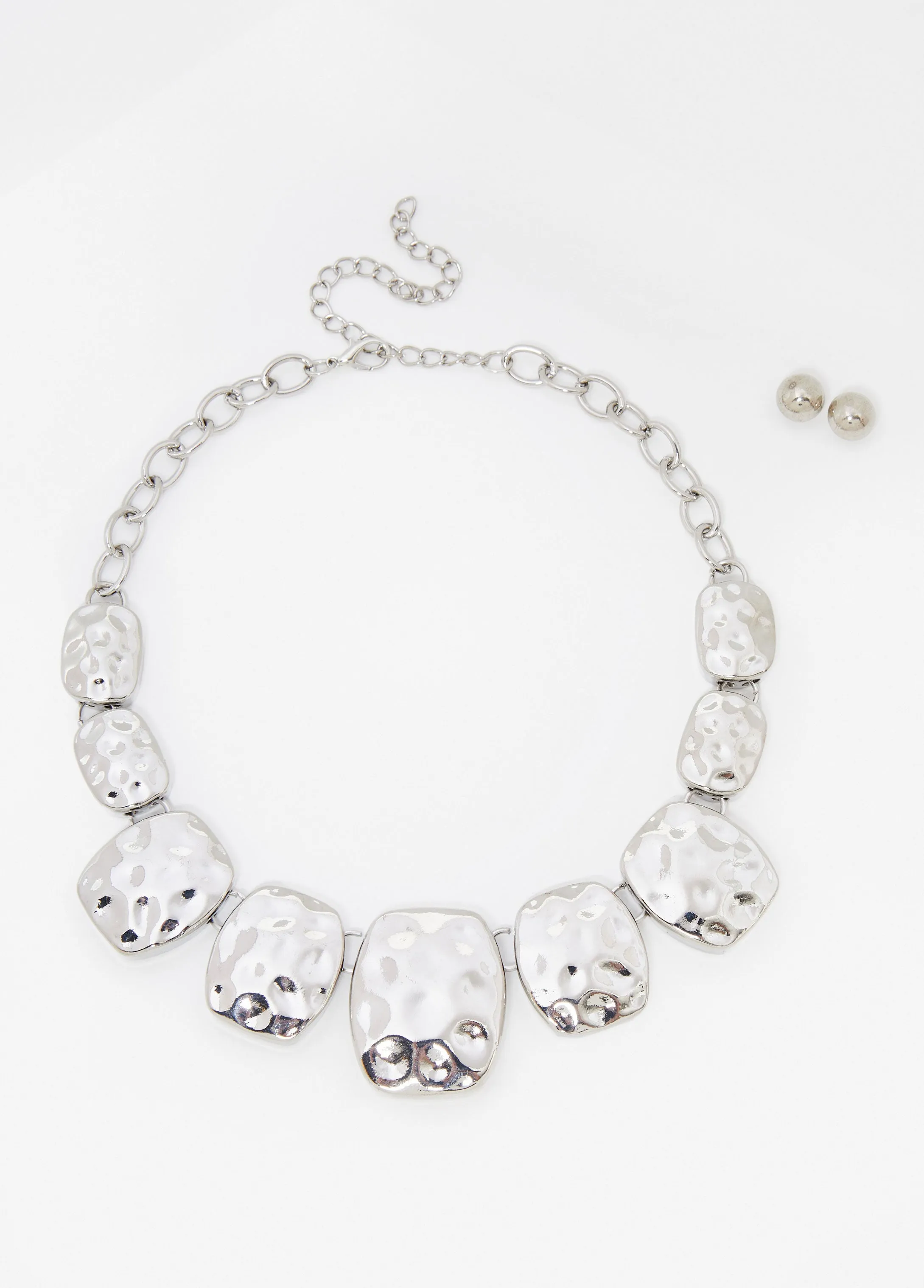 Hammered Silver Tone Necklace Set sold by Ashley Stewart product image thumbnail 2