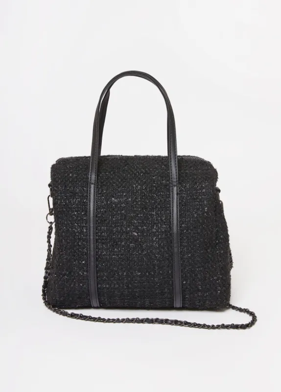 Metallic Tweed Barrel Bag sold by Ashley Stewart