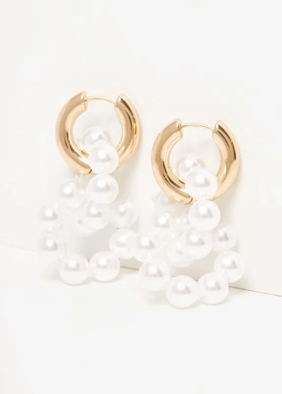 Faux Pearl Hoop Earrings sold by Ashley Stewart
