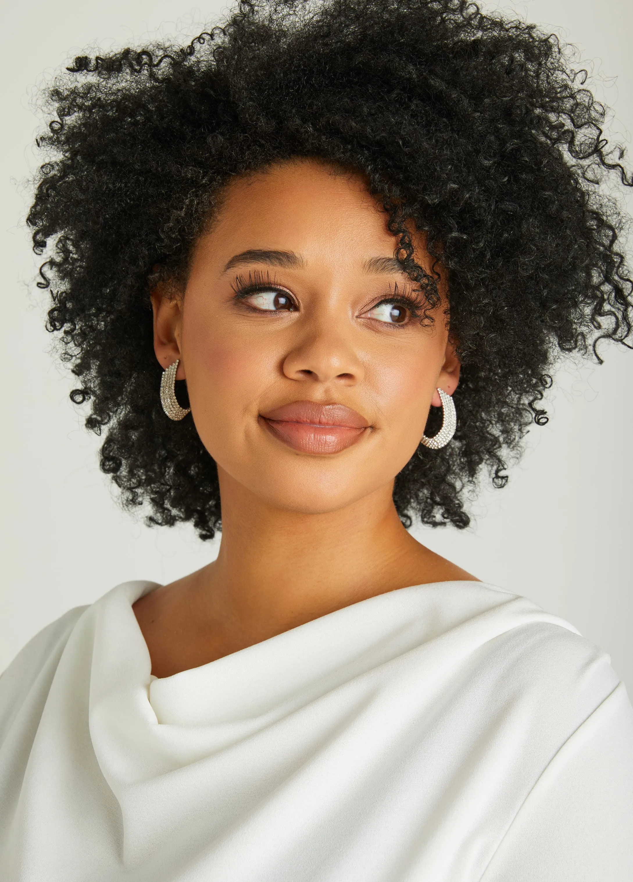 Crystal Oval Hoop Earrings sold by Ashley Stewart