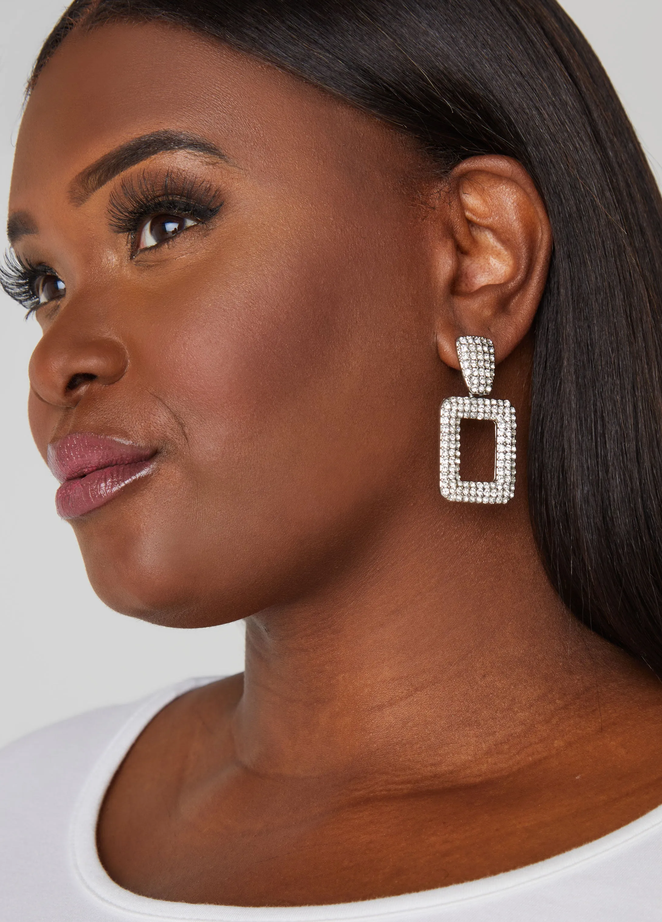 Pave Crystal Doorknocker Earrings sold by Ashley Stewart