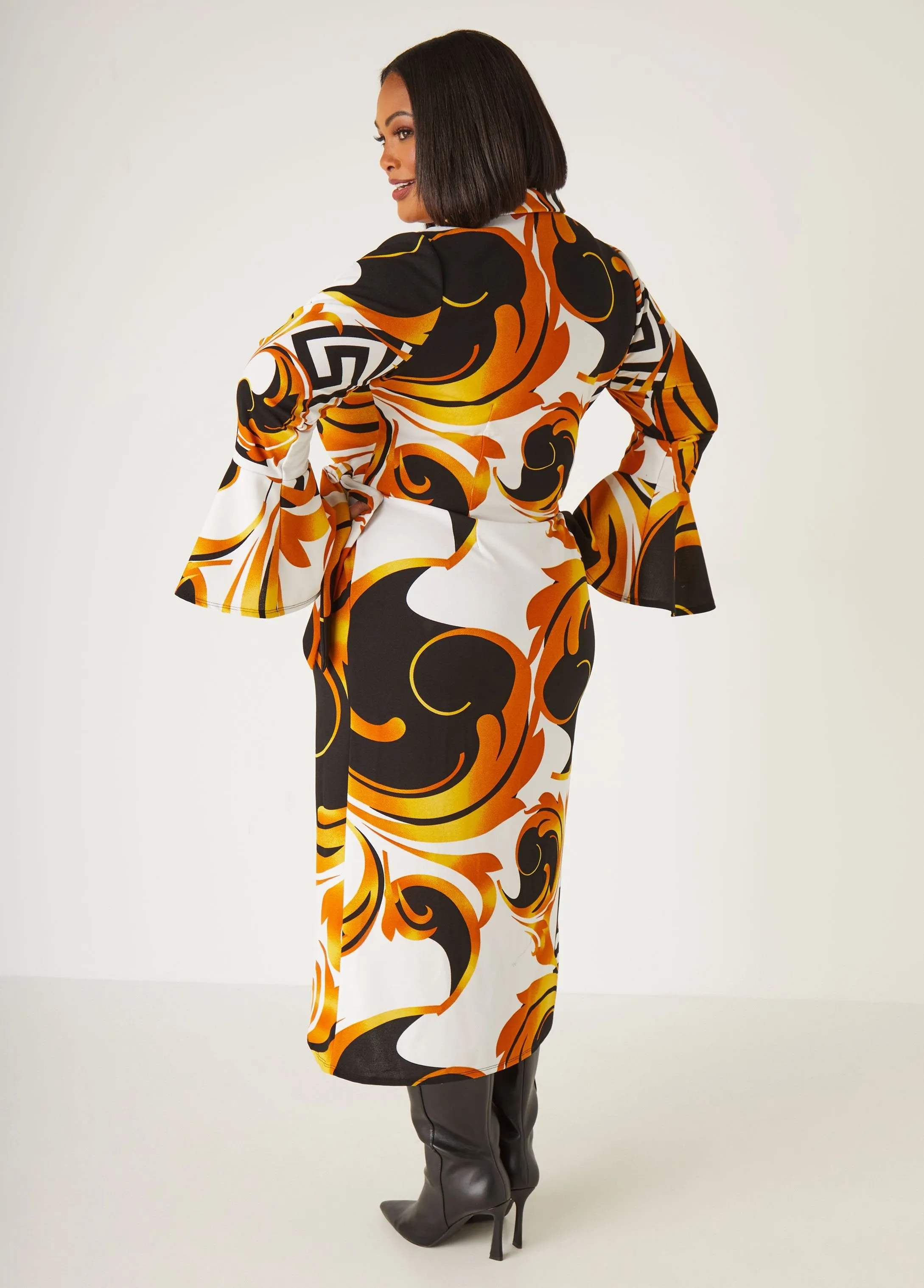 Printed Faux Wrap Midaxi Dress sold by Ashley Stewart product image thumbnail 2
