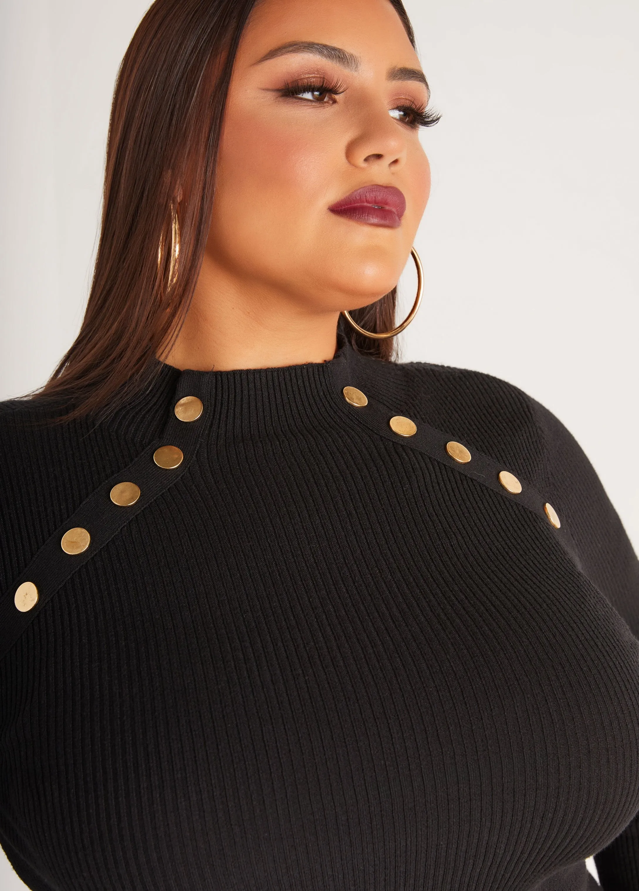 Button Embellished Sweater sold by Ashley Stewart product image thumbnail 4