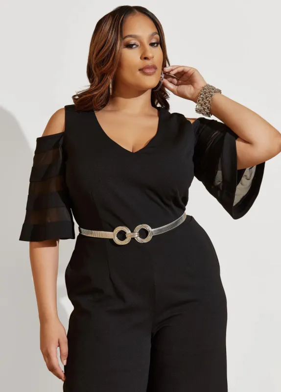 Silver Tone Circle Stretch Belt sold by Ashley Stewart