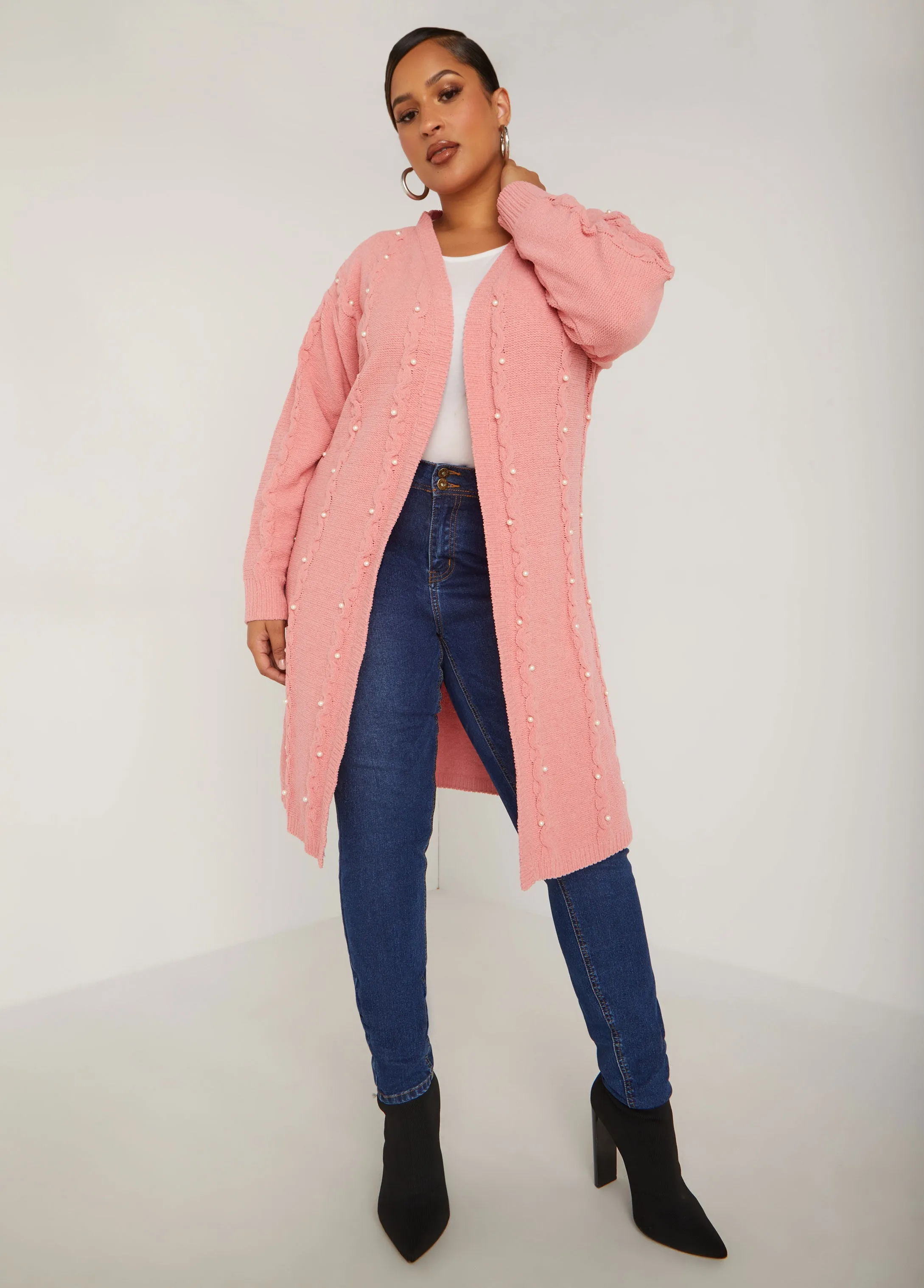 Faux Pearl Chenille Cardigan sold by Ashley Stewart product image thumbnail 5