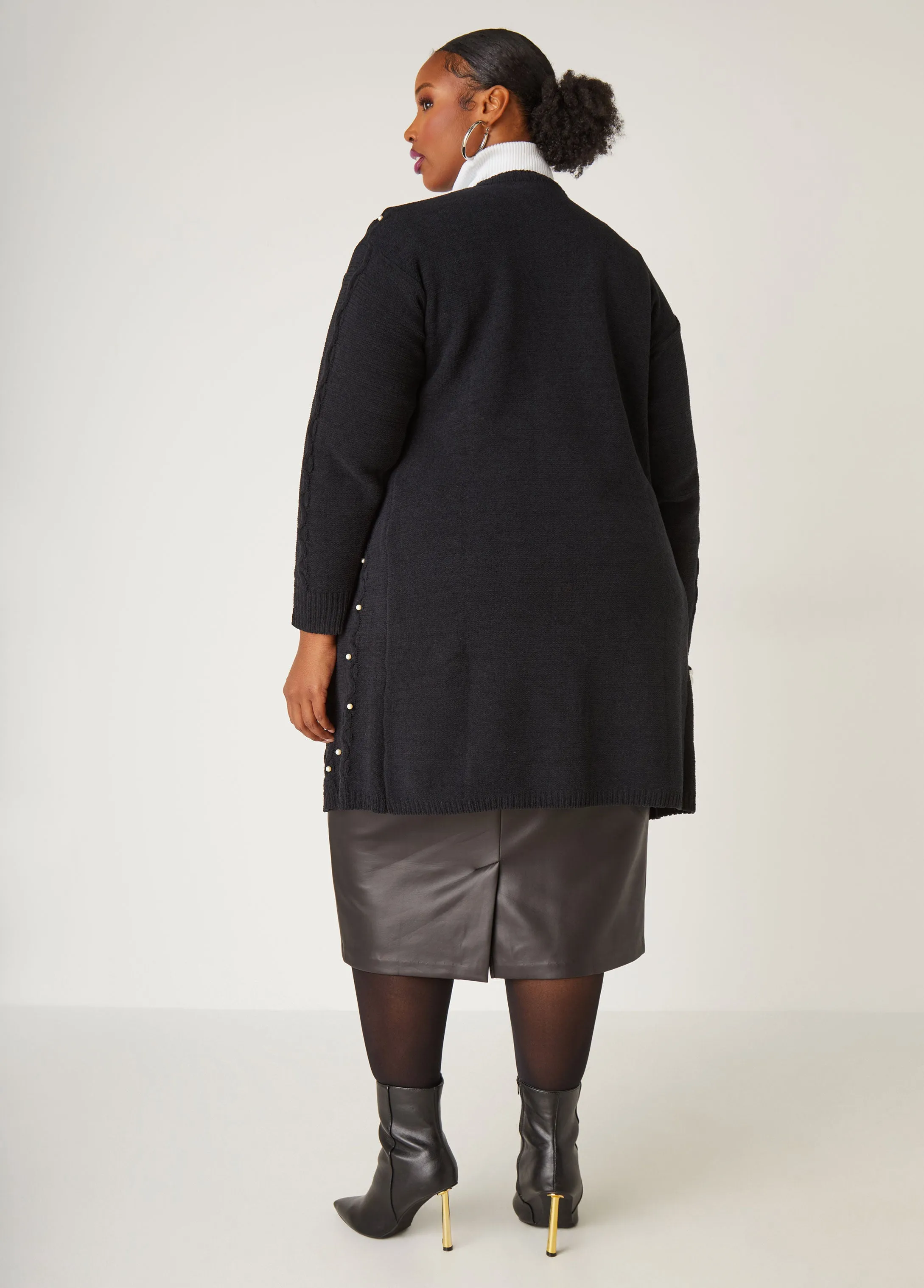 Faux Pearl Chenille Cardigan sold by Ashley Stewart product image thumbnail 2