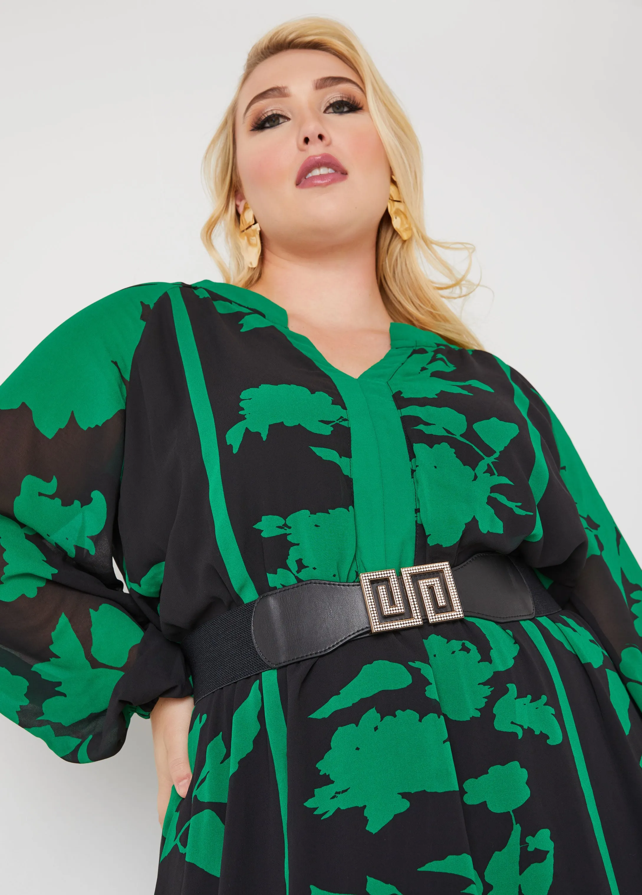 Crystal Buckle Stretch Belt sold by Ashley Stewart