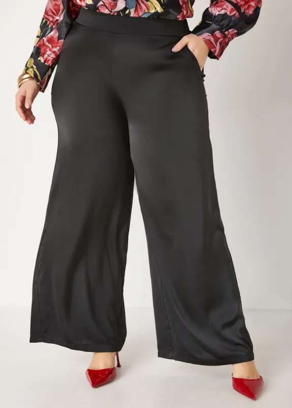 Satin High Rise Wide Leg Pants sold by Ashley Stewart