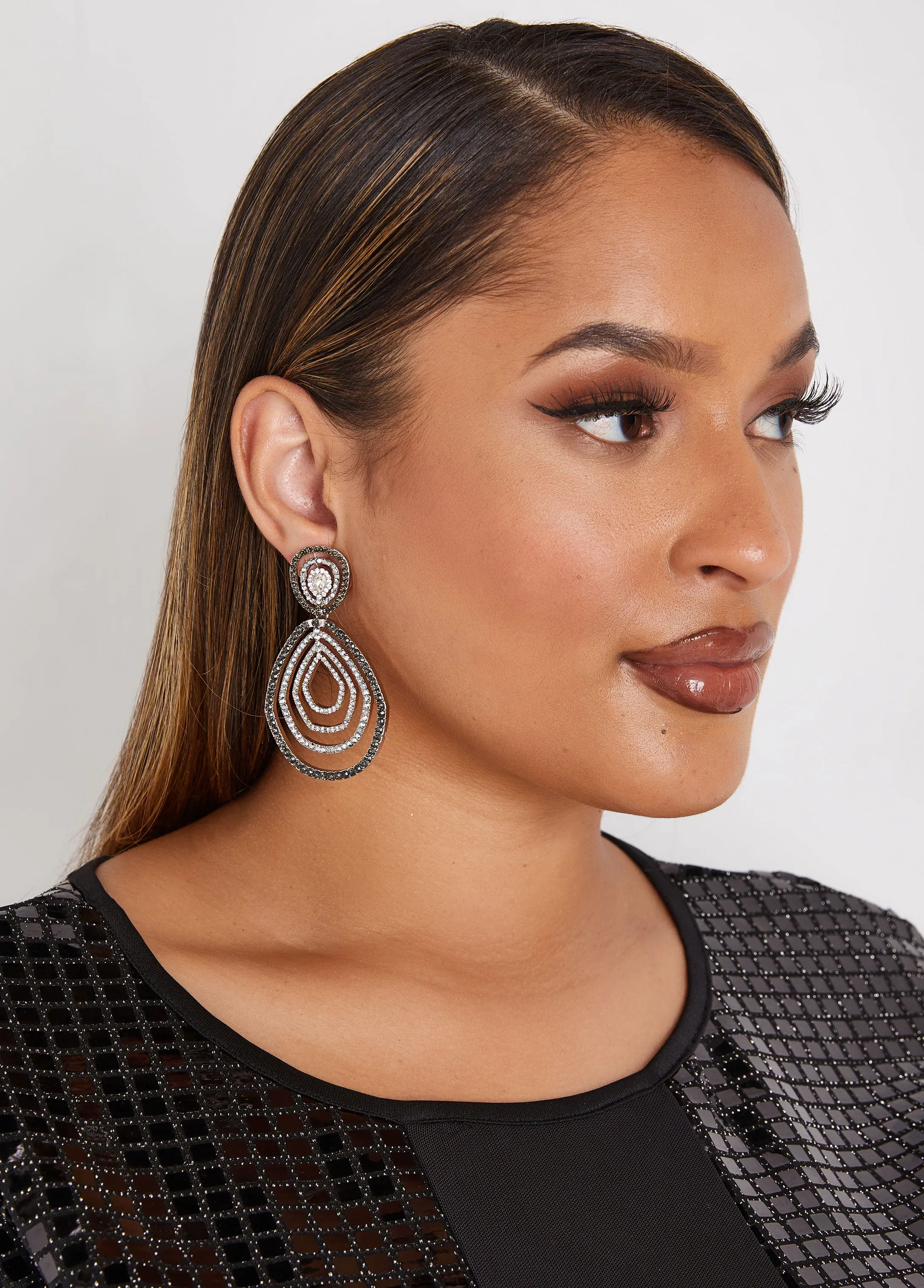 Tiered Teardrop Crystal Earrings sold by Ashley Stewart