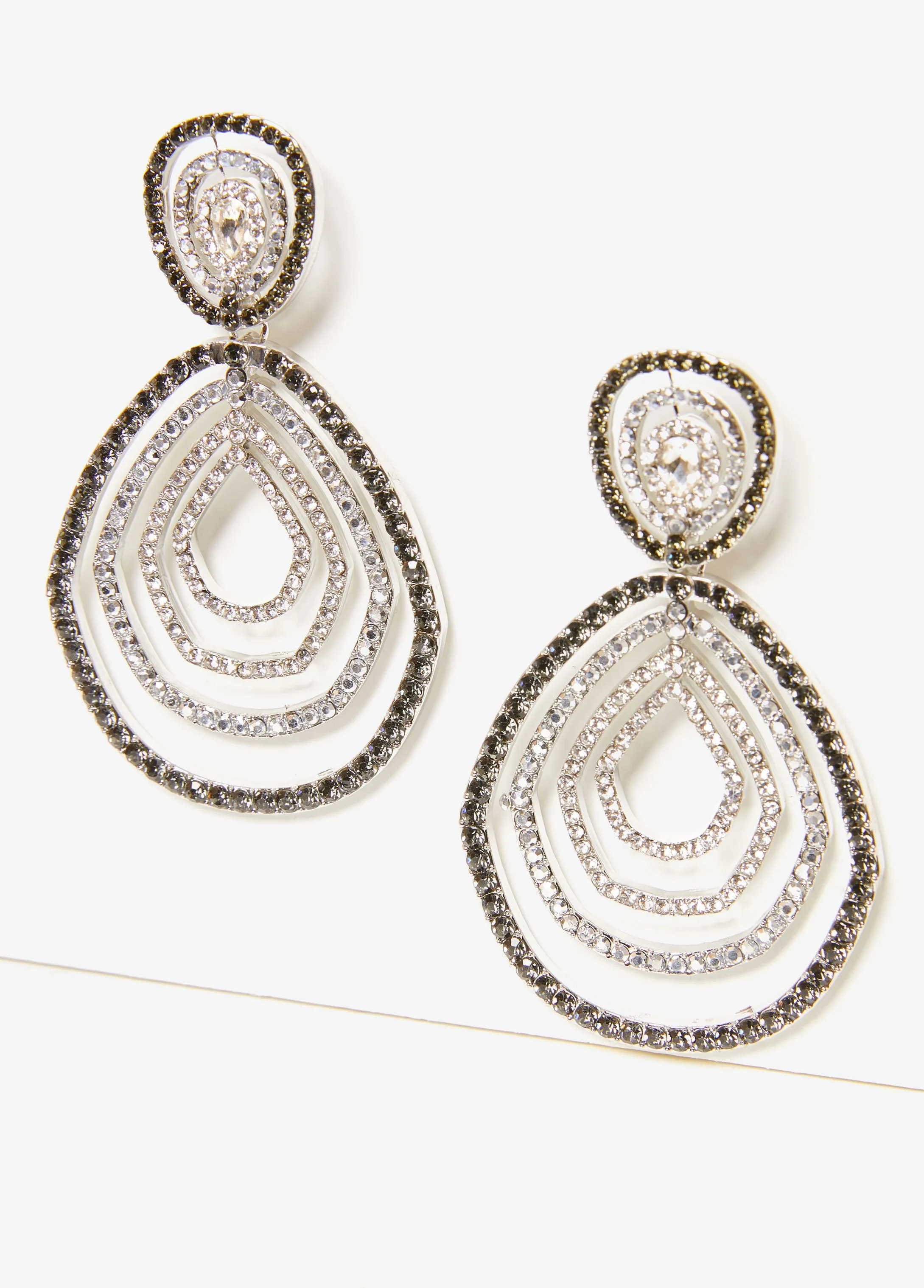 Tiered Teardrop Crystal Earrings sold by Ashley Stewart product image thumbnail 2