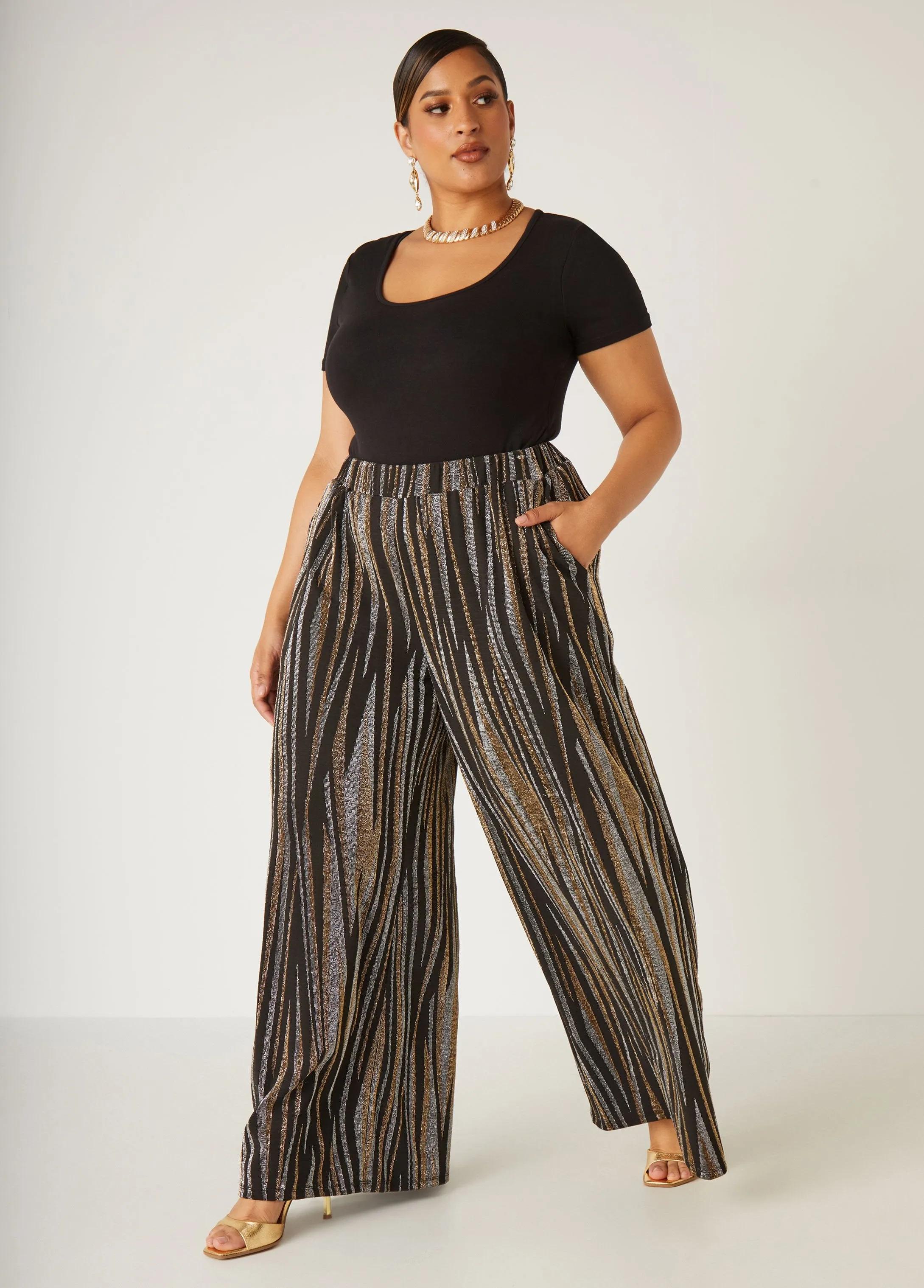 Lurex™ Knitted Wide Leg Pants sold by Ashley Stewart product image thumbnail 3