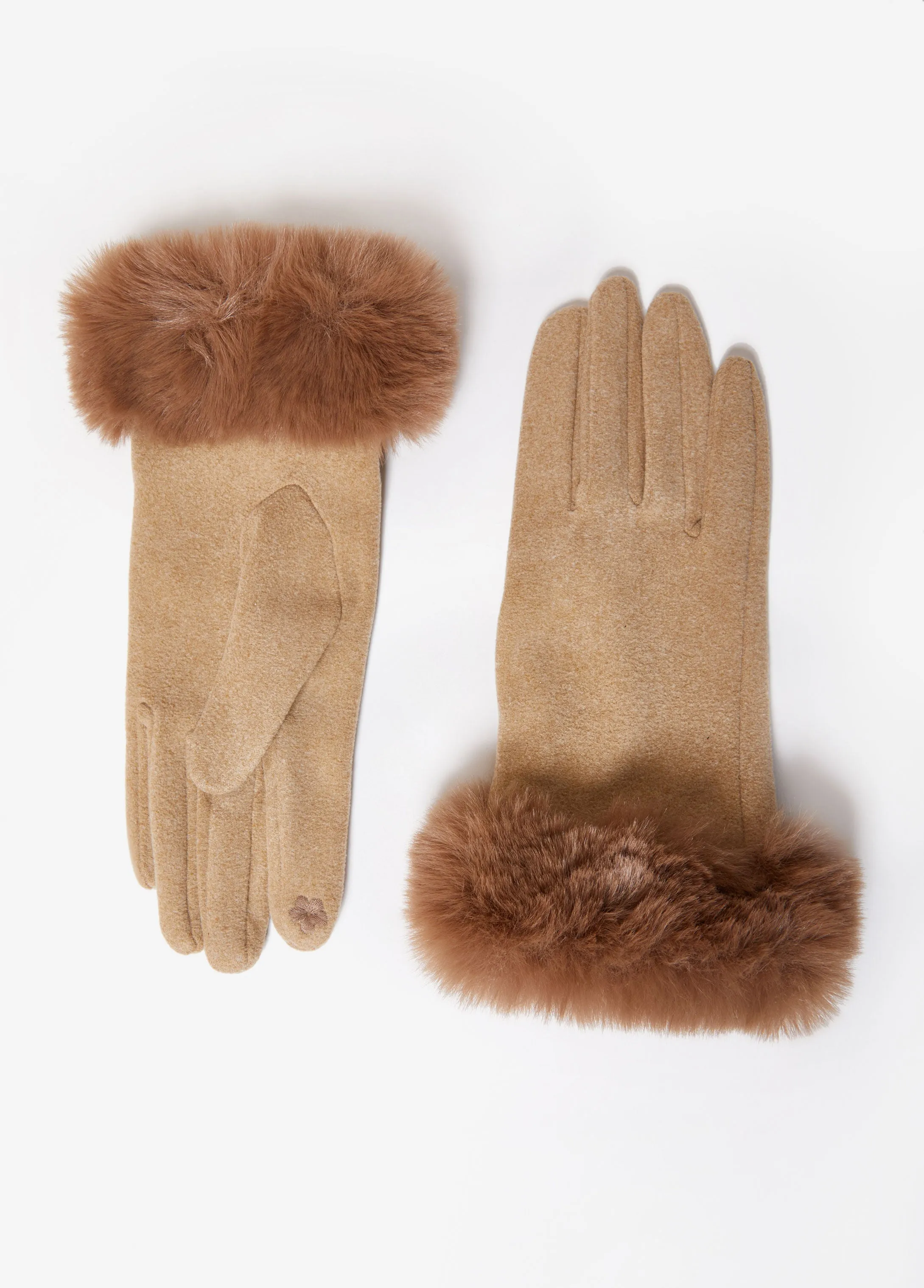 Faux Fur Trimmed Tech Gloves sold by Ashley Stewart product image thumbnail 2