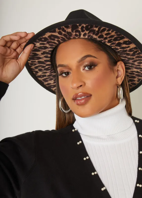 Leopard Lined Wide Brim Fedora sold by Ashley Stewart
