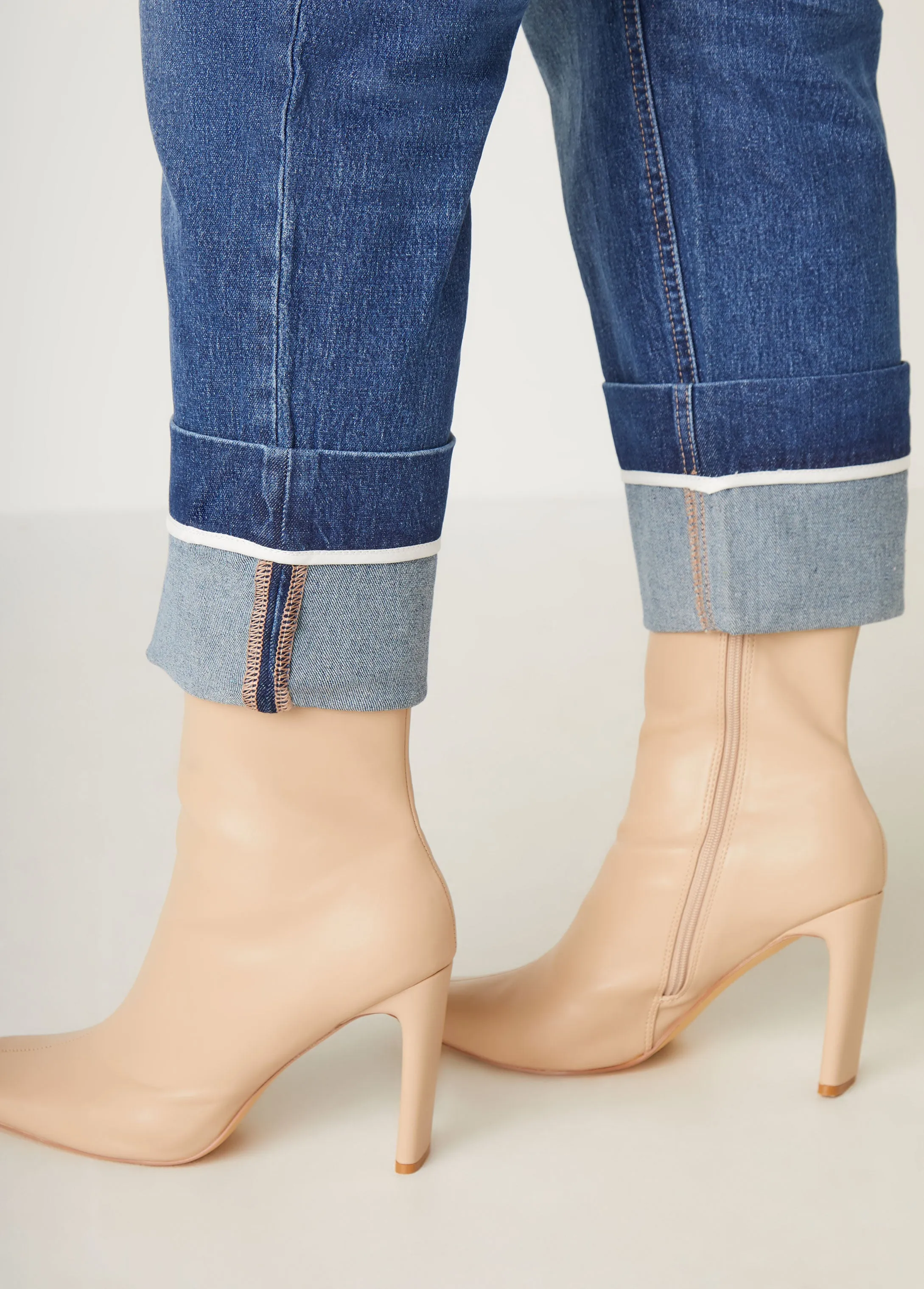 High Rise Cuffed Straight Leg Jeans sold by Ashley Stewart product image thumbnail 5