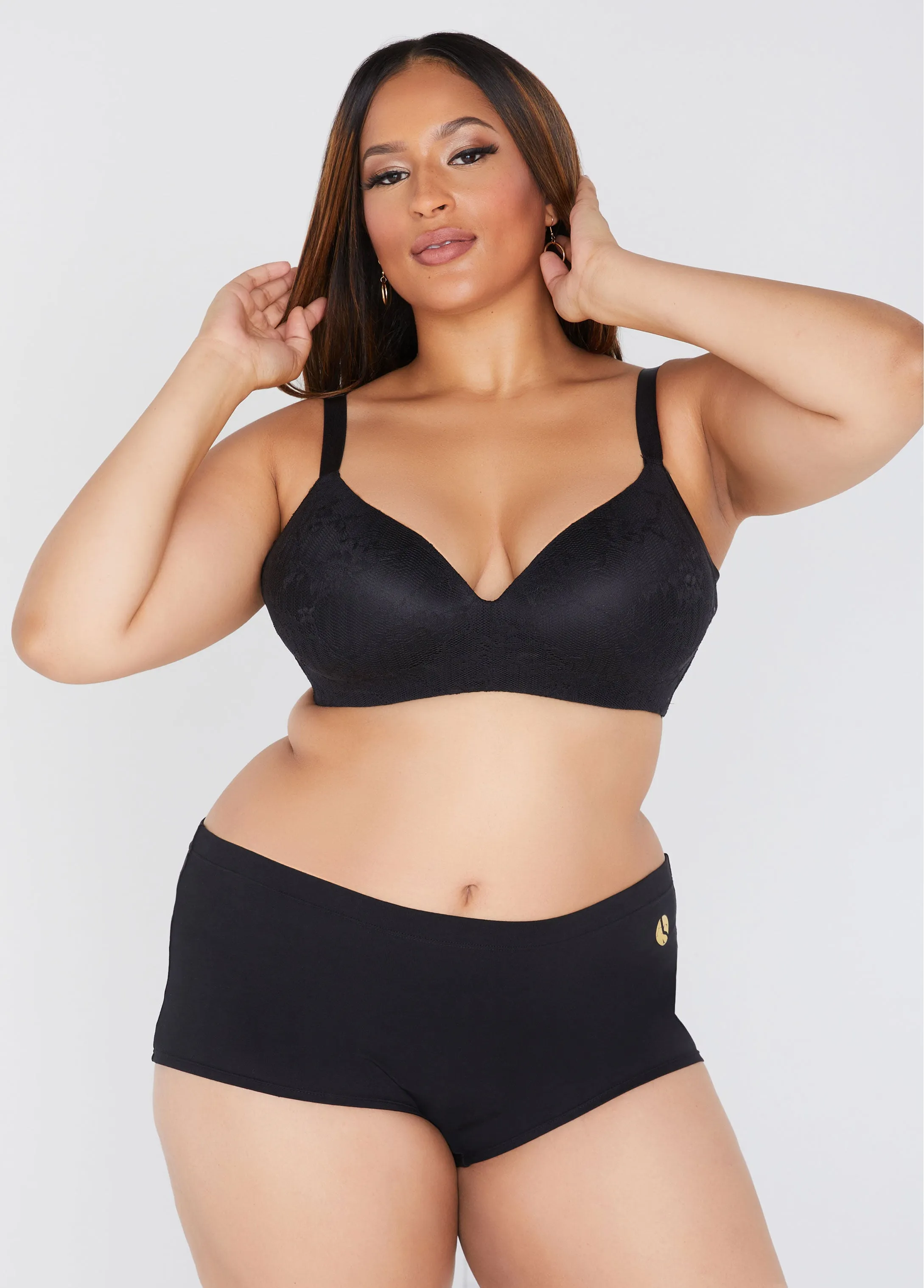 Logo Print Cotton Blend Boyshorts sold by Ashley Stewart