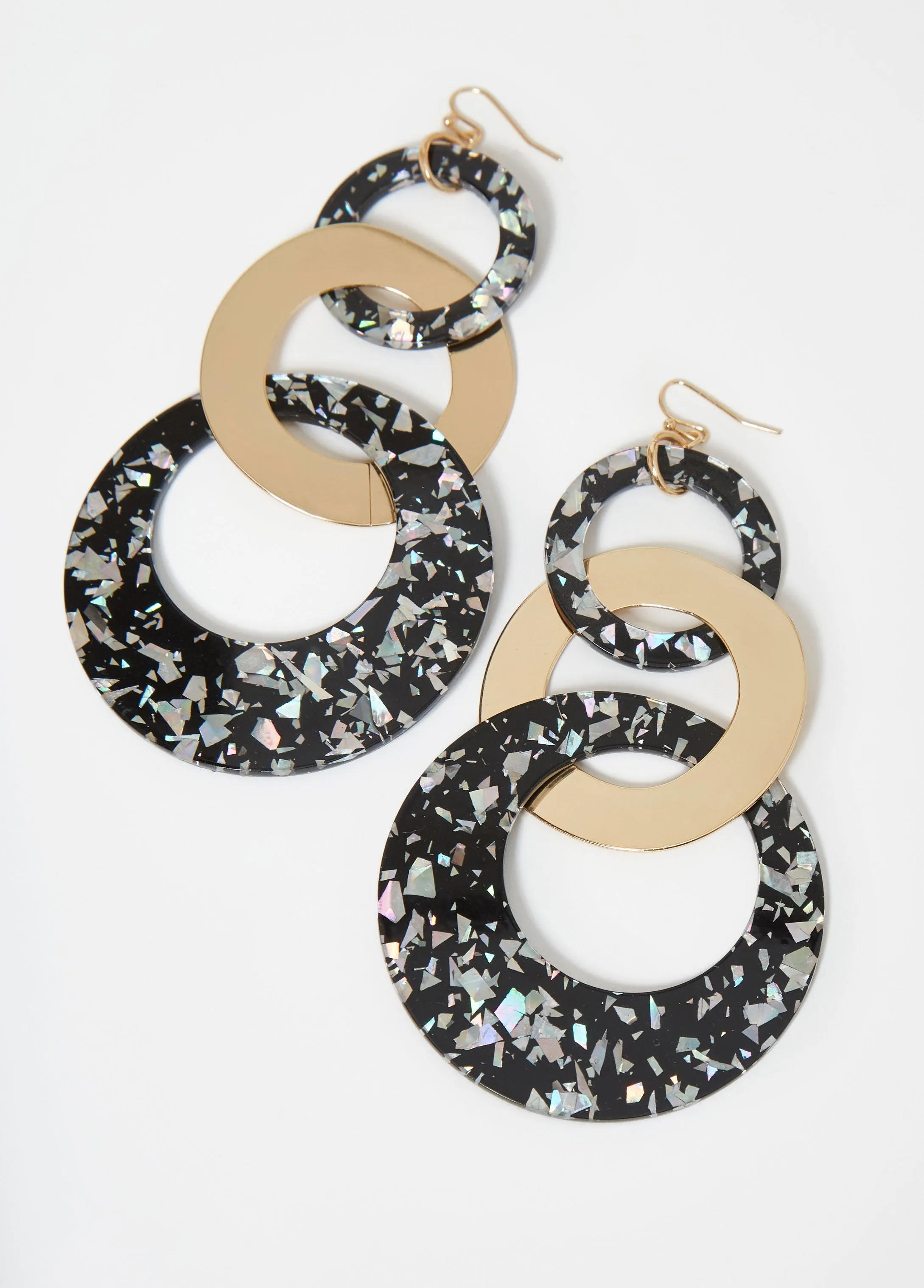 Iridescent Gold Tone Ring Earrings sold by Ashley Stewart product image thumbnail 2