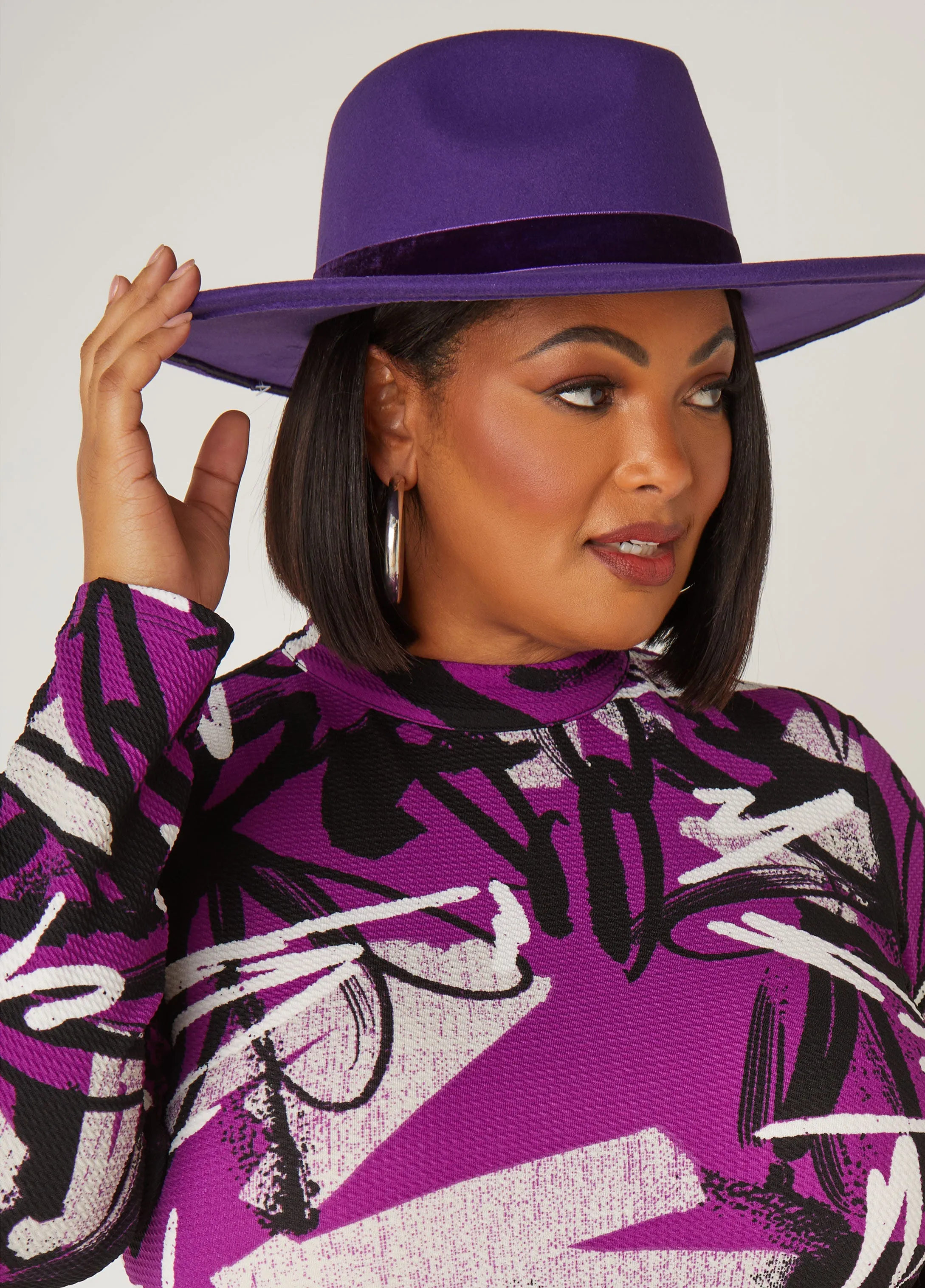 Faux Suede Trim Felt Fedora sold by Ashley Stewart