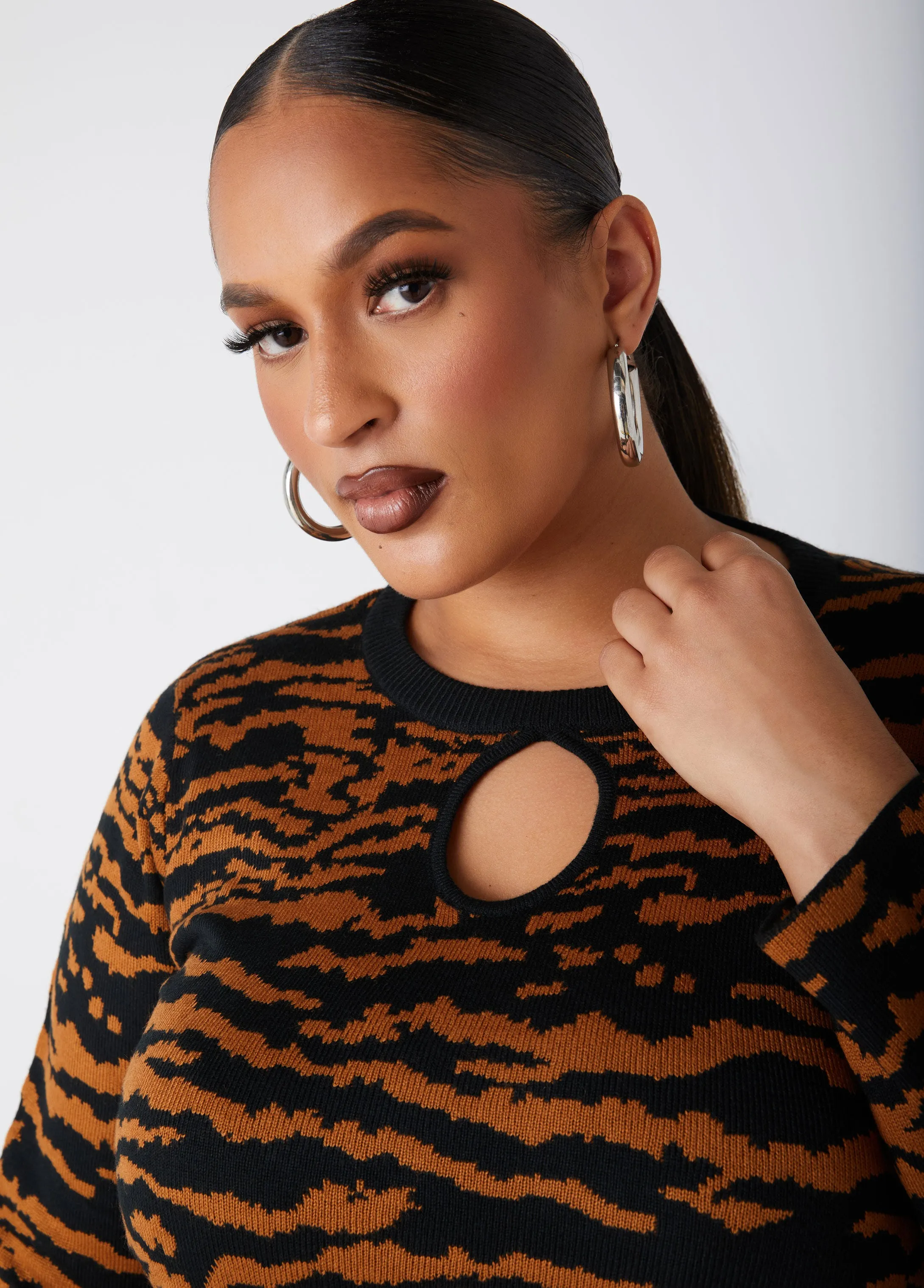 Animal Keyhole Sweater sold by Ashley Stewart product image thumbnail 3