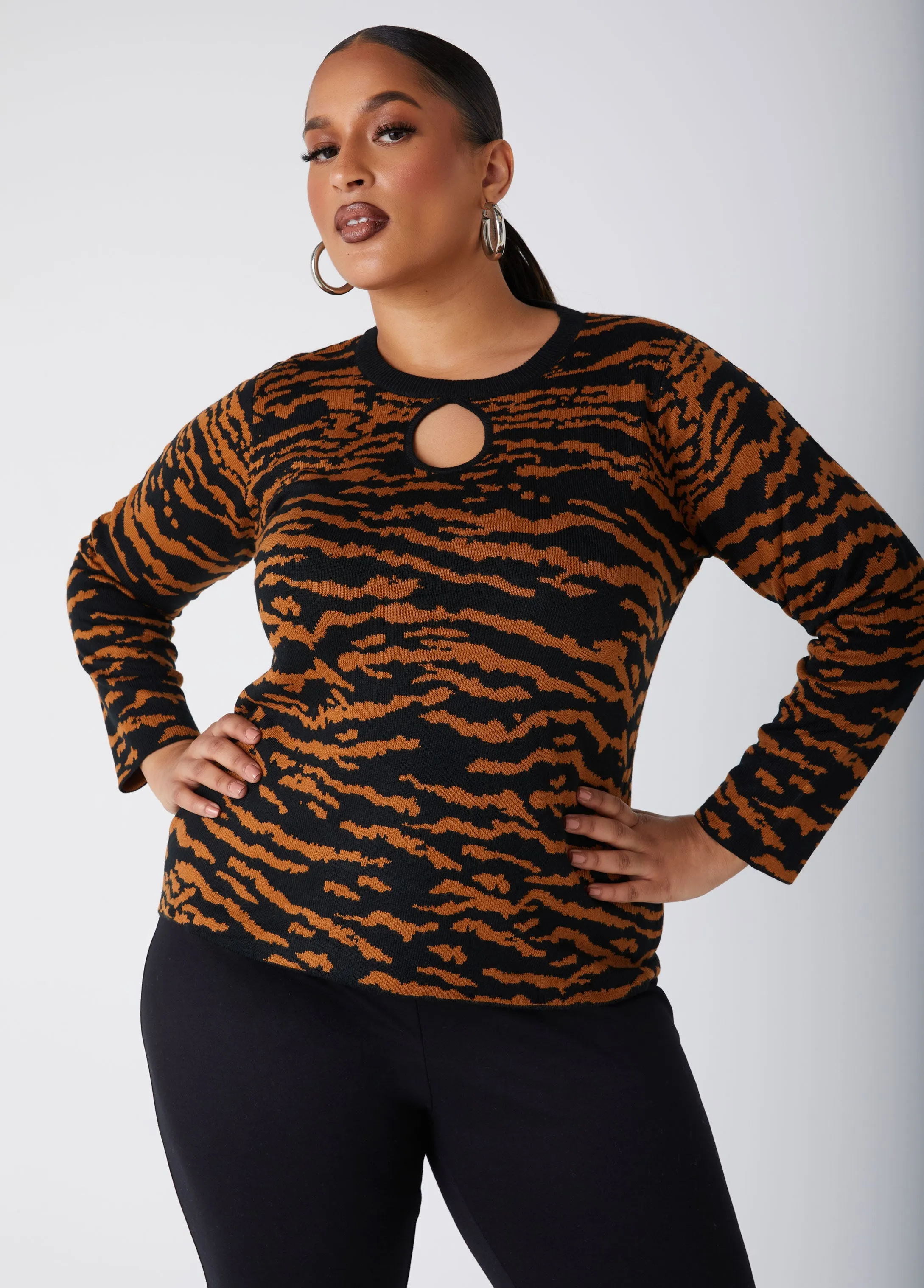 Animal Keyhole Sweater sold by Ashley Stewart
