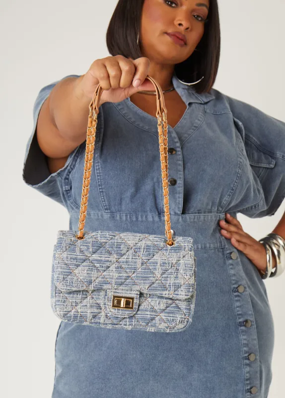 Distressed Denim Shoulder Bag sold by Ashley Stewart