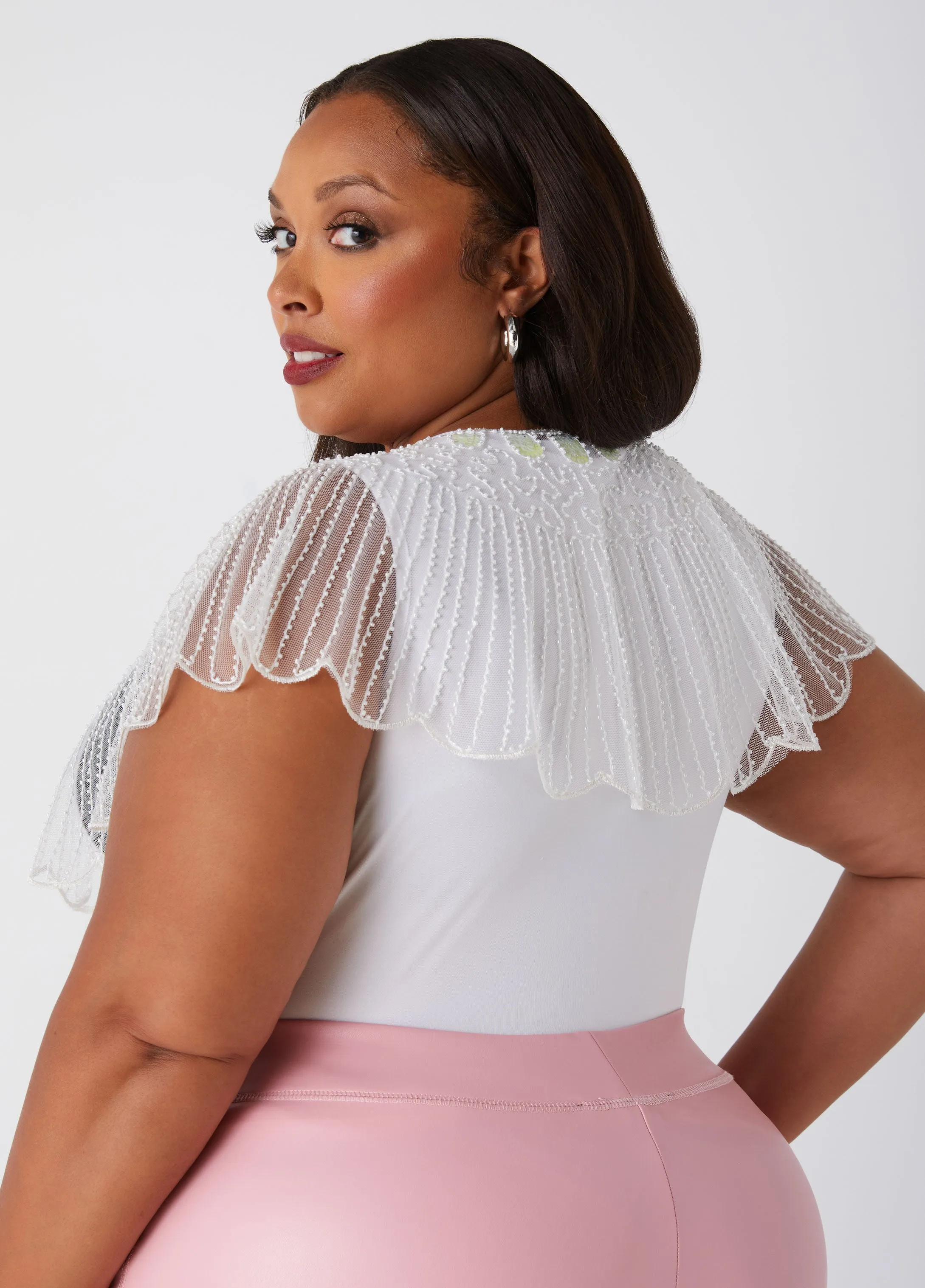 Sequined And Beaded Mesh Capelet sold by Ashley Stewart product image thumbnail 2