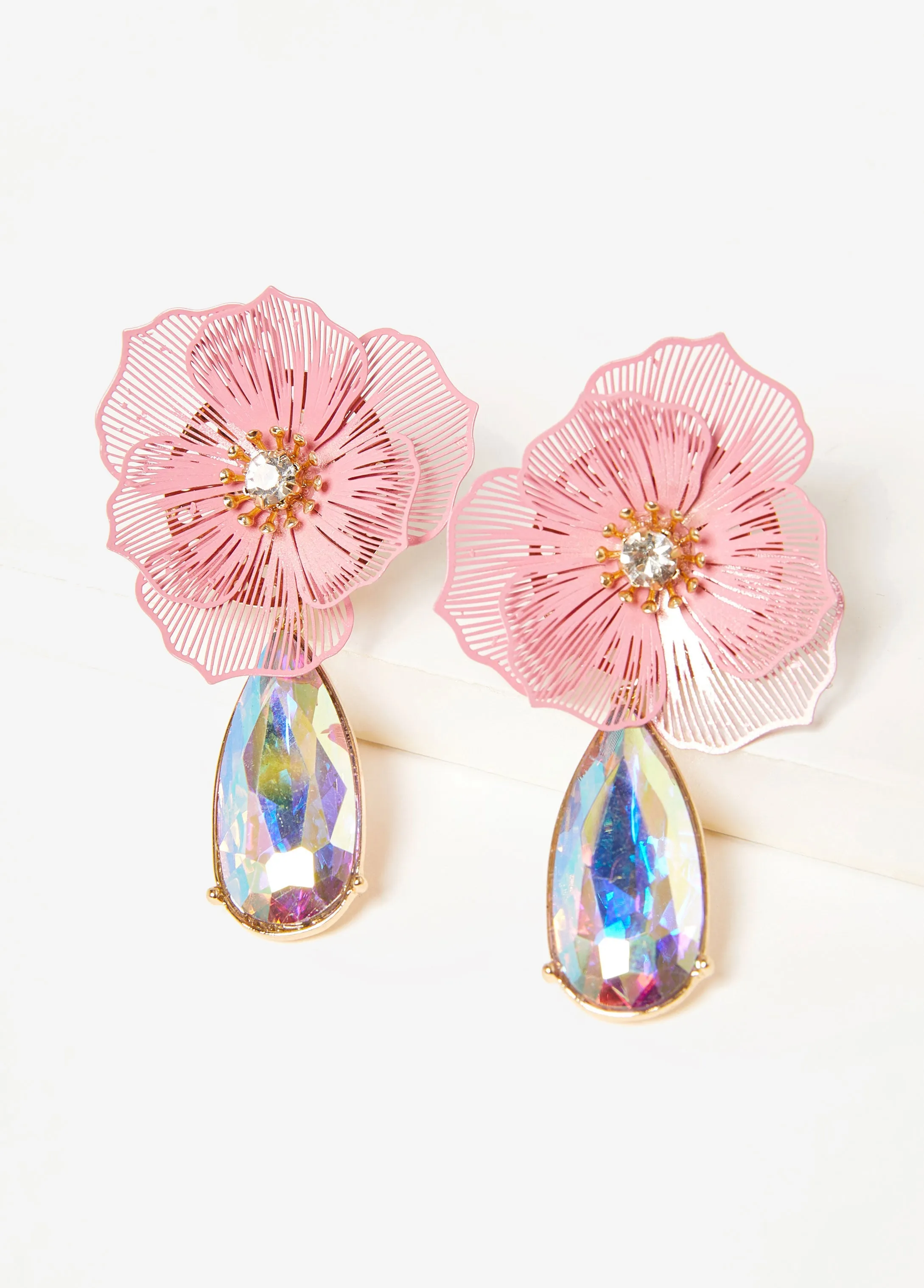 Flower Crystal Clip On Earrings sold by Ashley Stewart product image thumbnail 2
