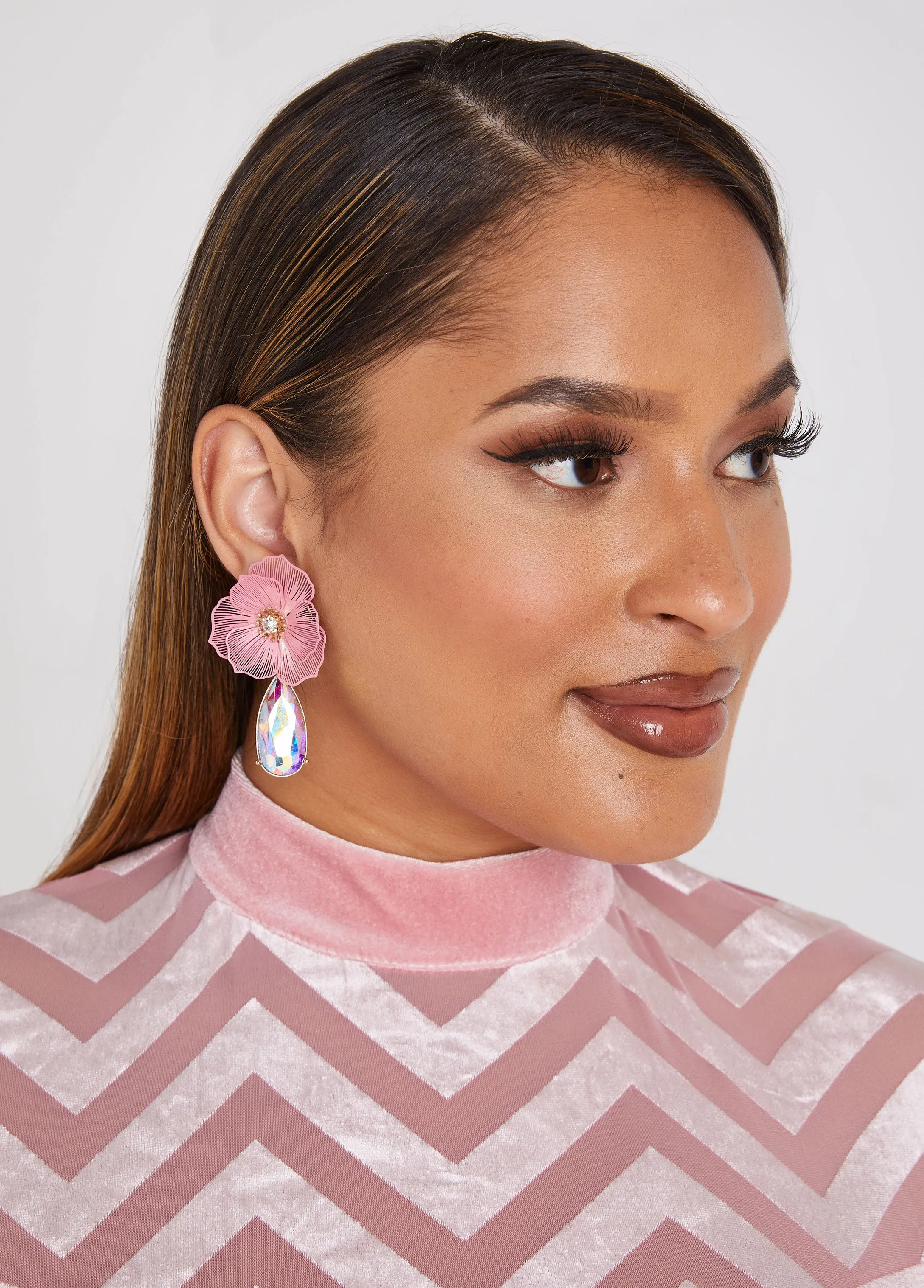 Flower Crystal Clip On Earrings sold by Ashley Stewart
