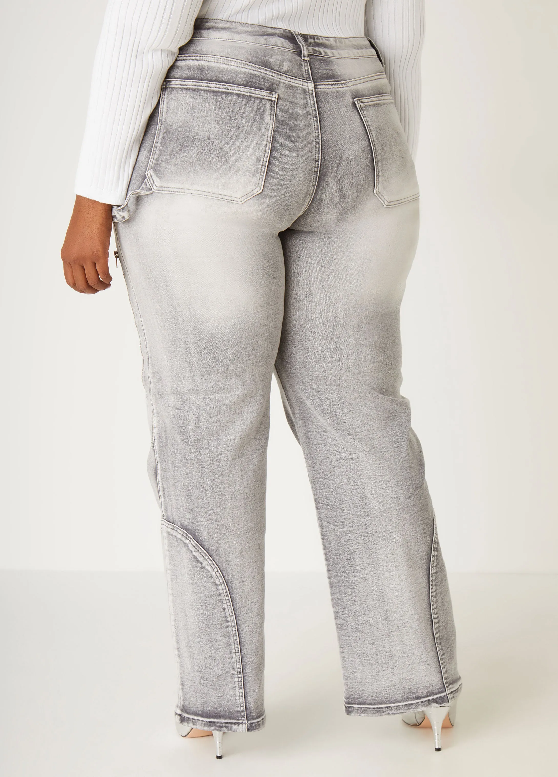 Faded Patchwork Wide Leg Jeans sold by Ashley Stewart product image thumbnail 2