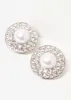 Faux Pearl And Crystal Clip On Earrings sold by Ashley Stewart