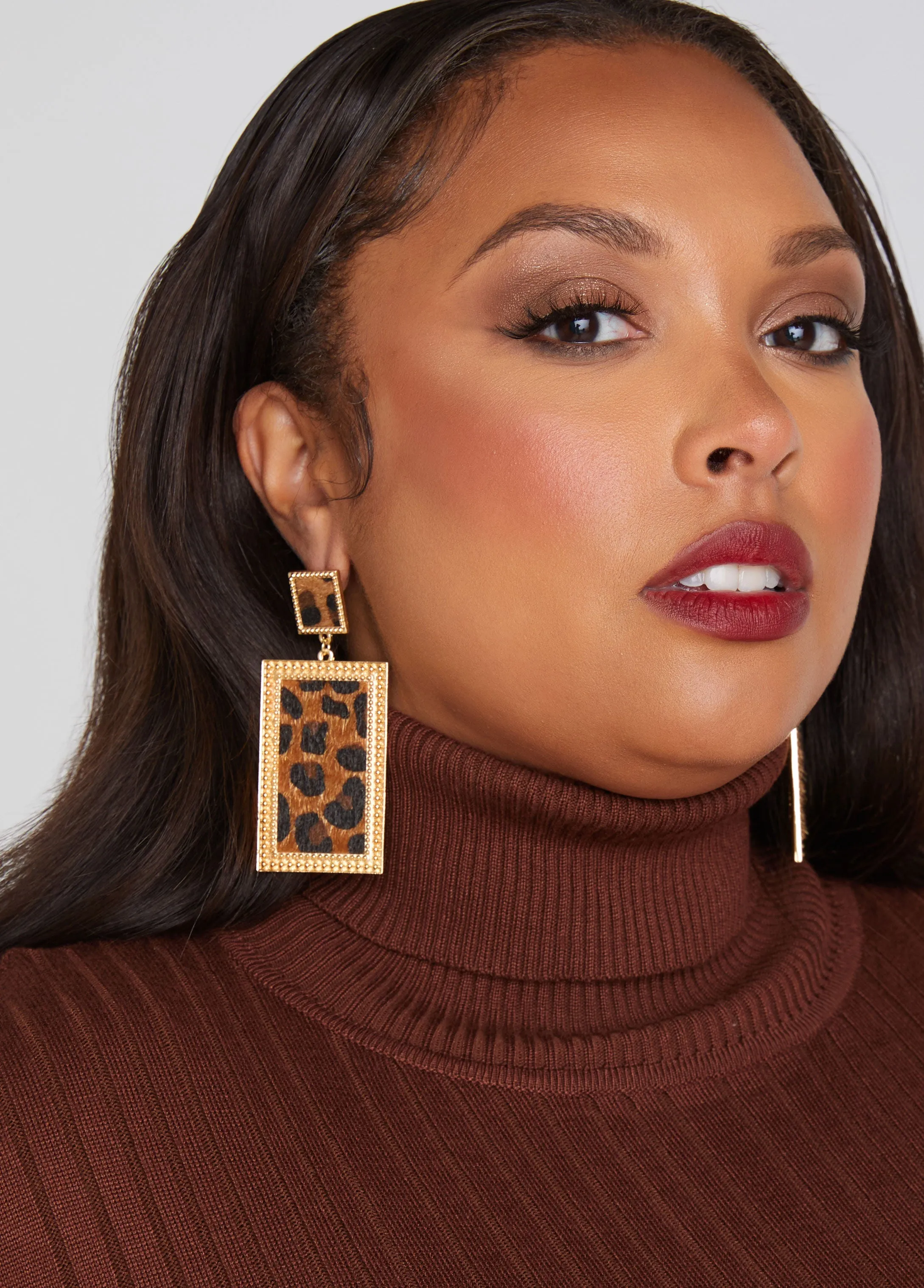 Leopard Print Faux Fur Earrings sold by Ashley Stewart