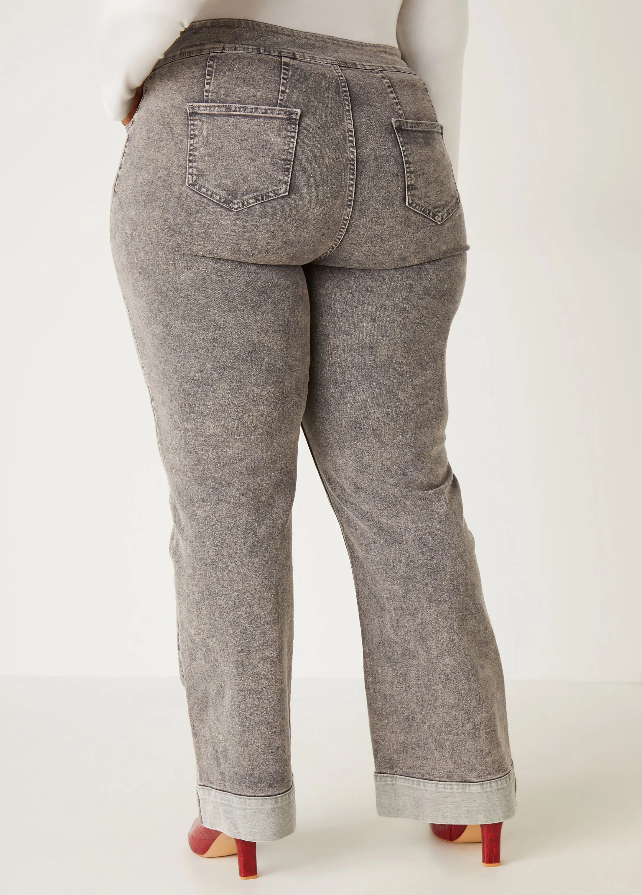 Cuffed Acid Wash Wide Leg Jeans sold by Ashley Stewart product image thumbnail 2