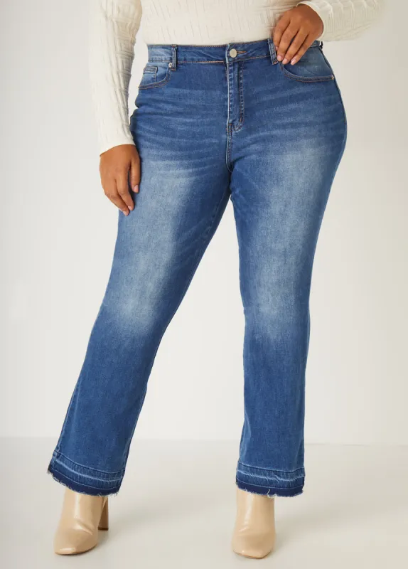 Frayed High Rise Bootcut Jeans sold by Ashley Stewart