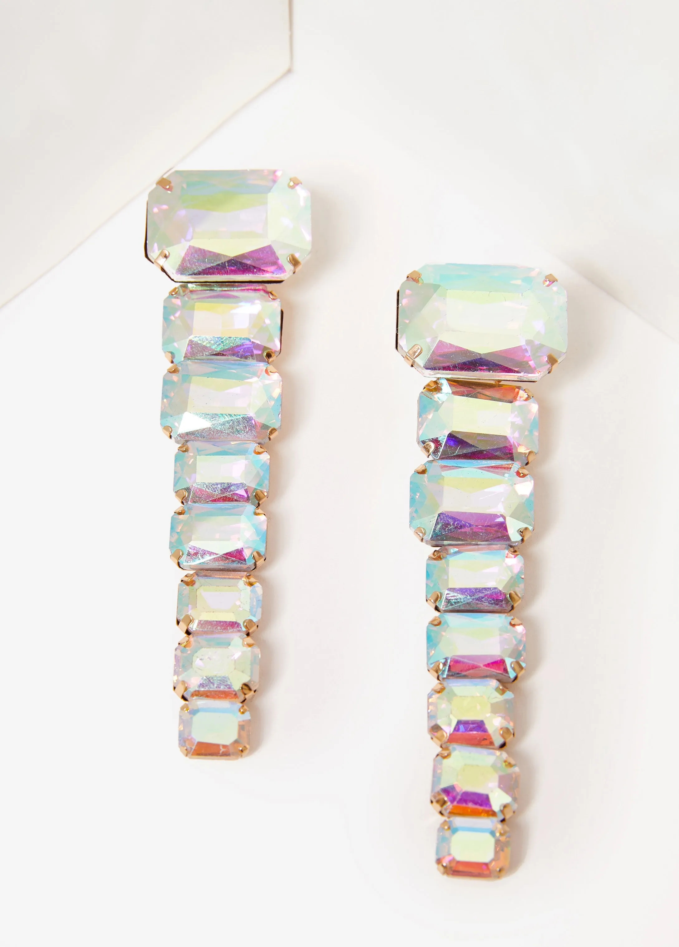 Tiered Iridescent Crystal Earrings sold by Ashley Stewart product image thumbnail 2