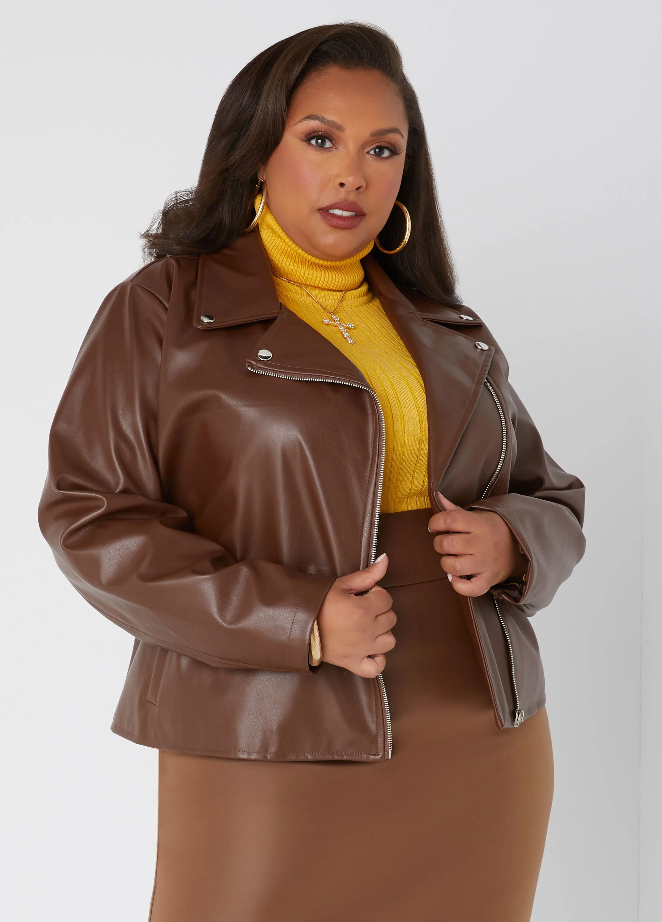 Moto Faux Leather Jacket sold by Ashley Stewart product image thumbnail 4