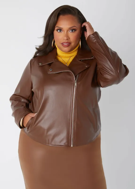Moto Faux Leather Jacket sold by Ashley Stewart