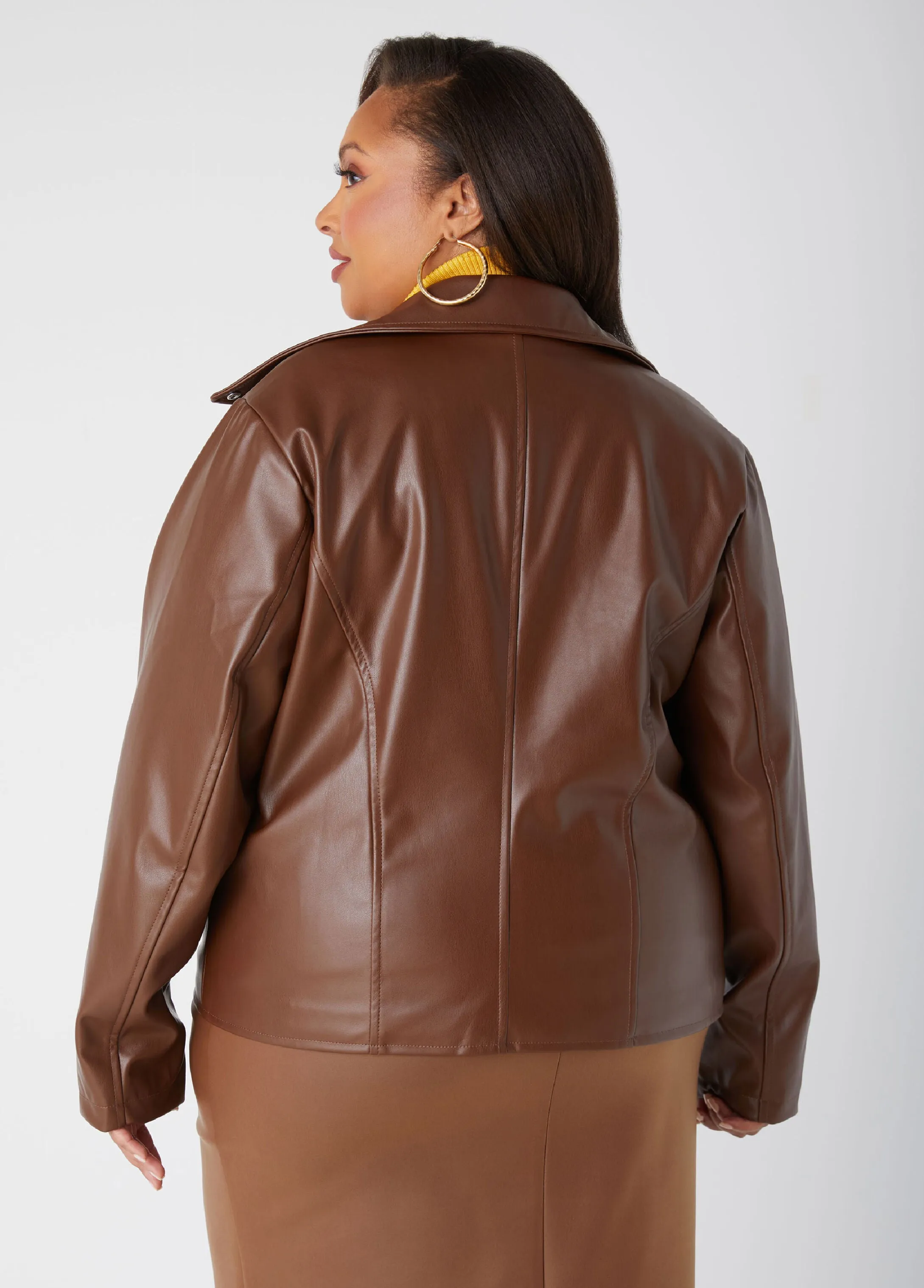 Moto Faux Leather Jacket sold by Ashley Stewart product image thumbnail 2